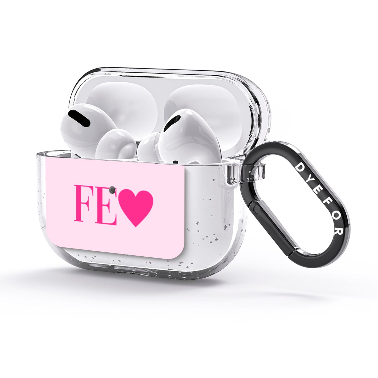 Personalised Pink Initials Heart AirPods Glitter Case 3rd Gen Side Image