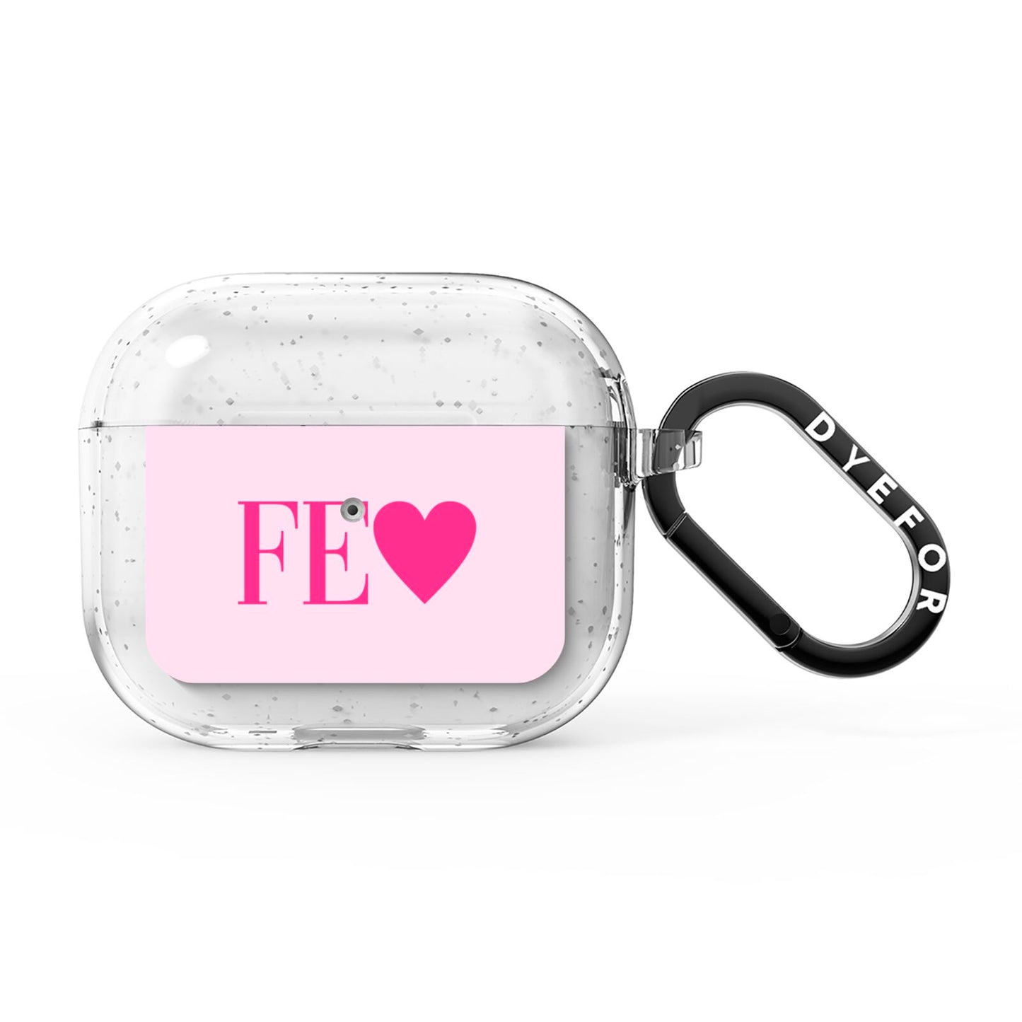 Personalised Pink Initials Heart AirPods Glitter Case 3rd Gen