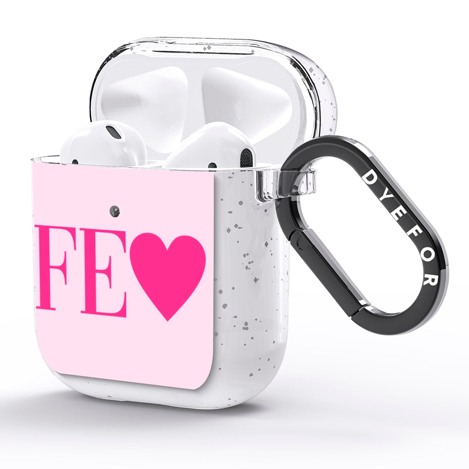 Personalised Pink Initials Heart AirPods Glitter Case Side Image