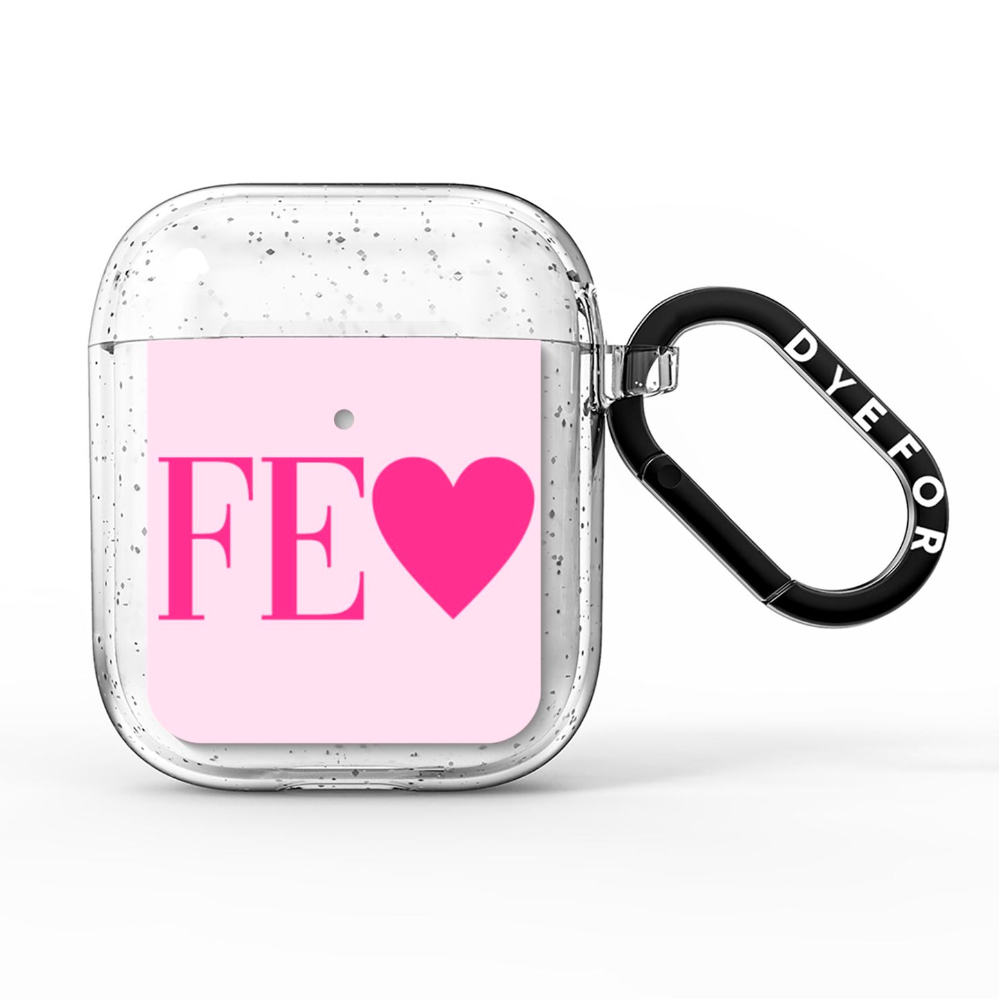 Personalised Pink Initials Heart AirPods Glitter Case