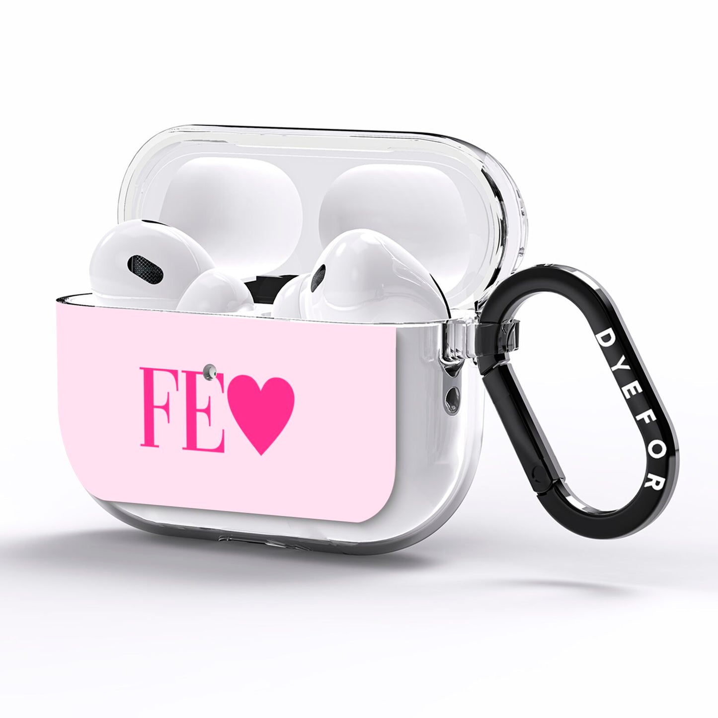 Personalised Pink Initials Heart AirPods Pro Clear Case Side Image