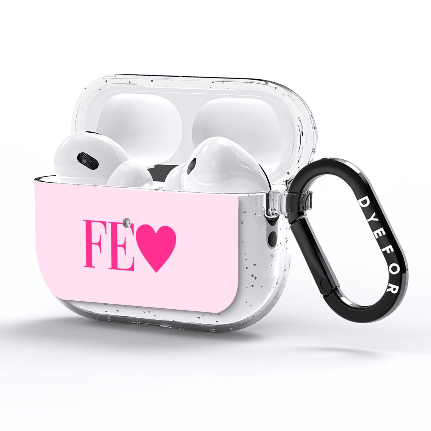 Personalised Pink Initials Heart AirPods Pro Glitter Case Side Image