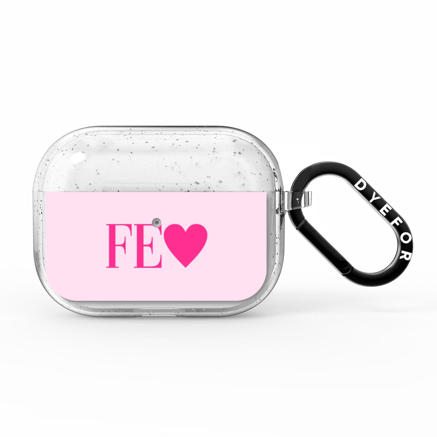 Personalised Pink Initials Heart AirPods Pro Glitter Case