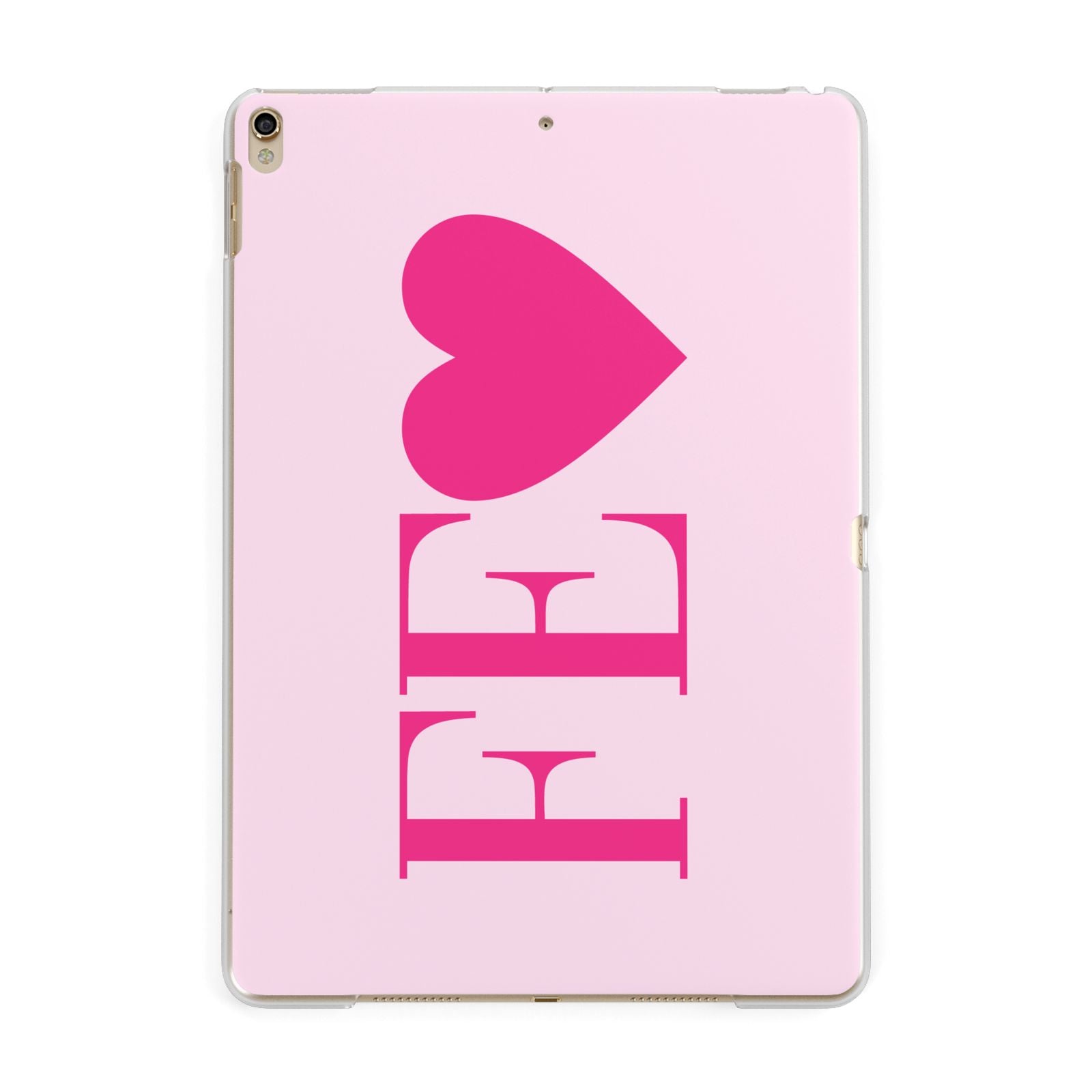 Personalised Pink Initials Heart Apple iPad Gold Case