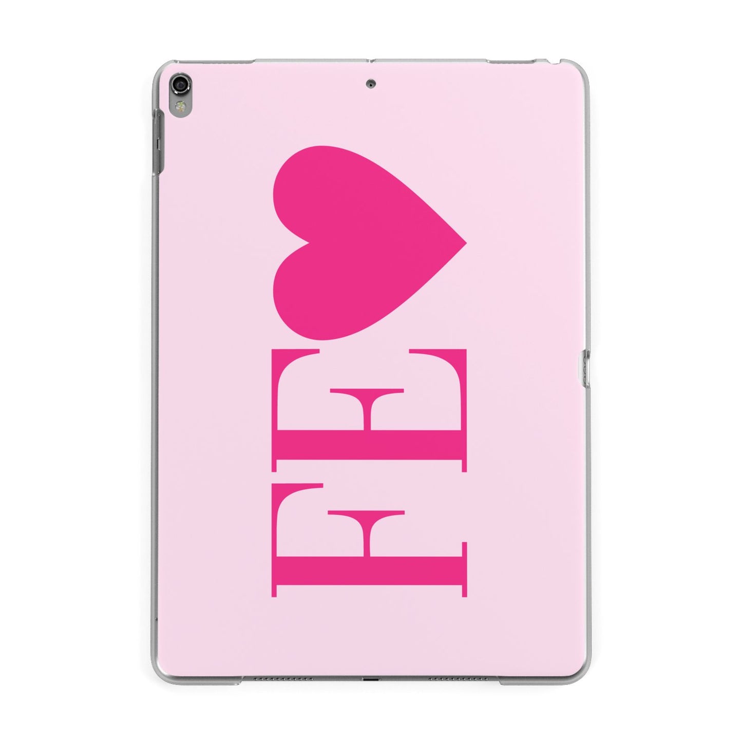 Personalised Pink Initials Heart Apple iPad Grey Case