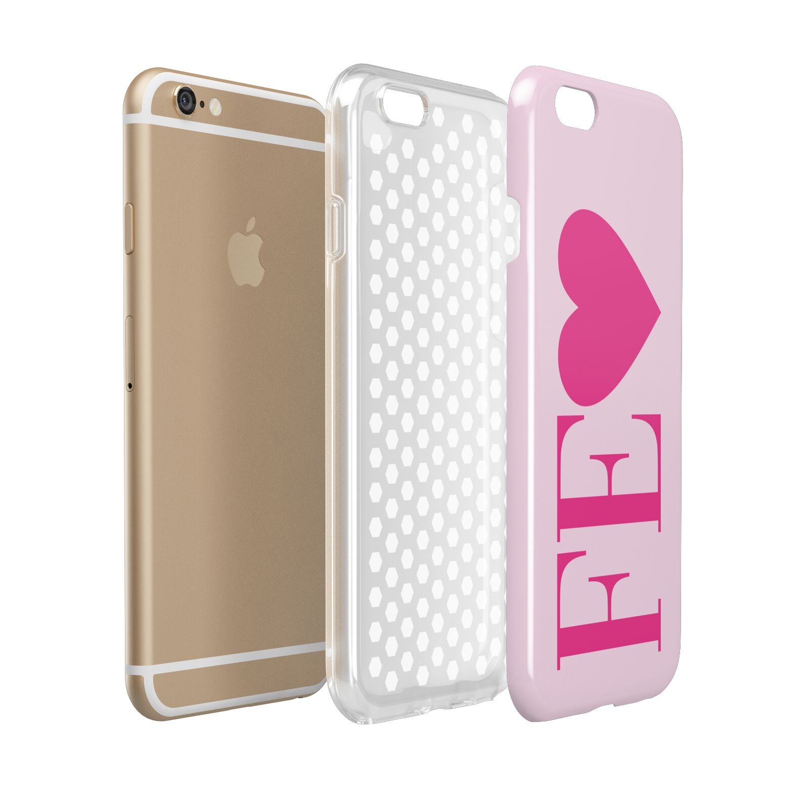 Personalised Pink Initials Heart Apple iPhone 6 3D Tough Case Expanded view