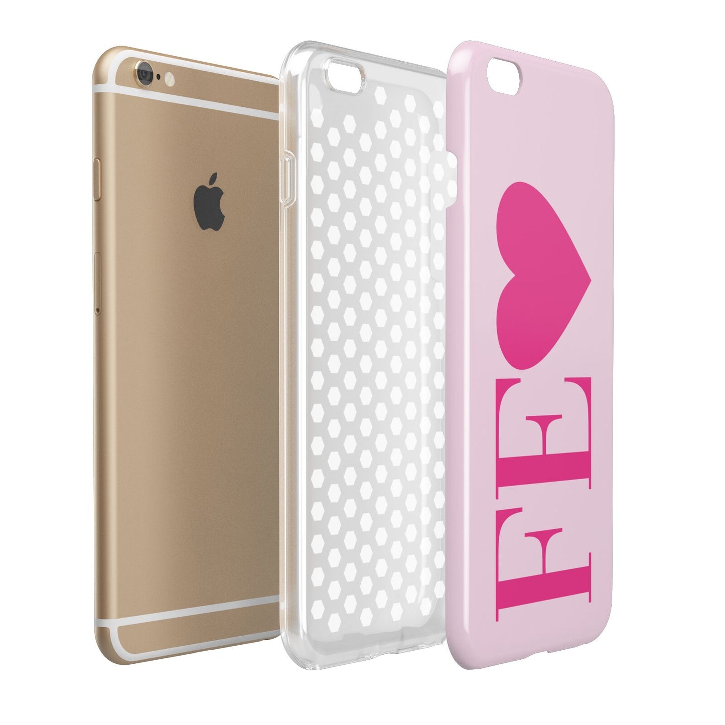 Personalised Pink Initials Heart Apple iPhone 6 Plus 3D Tough Case Expand Detail Image