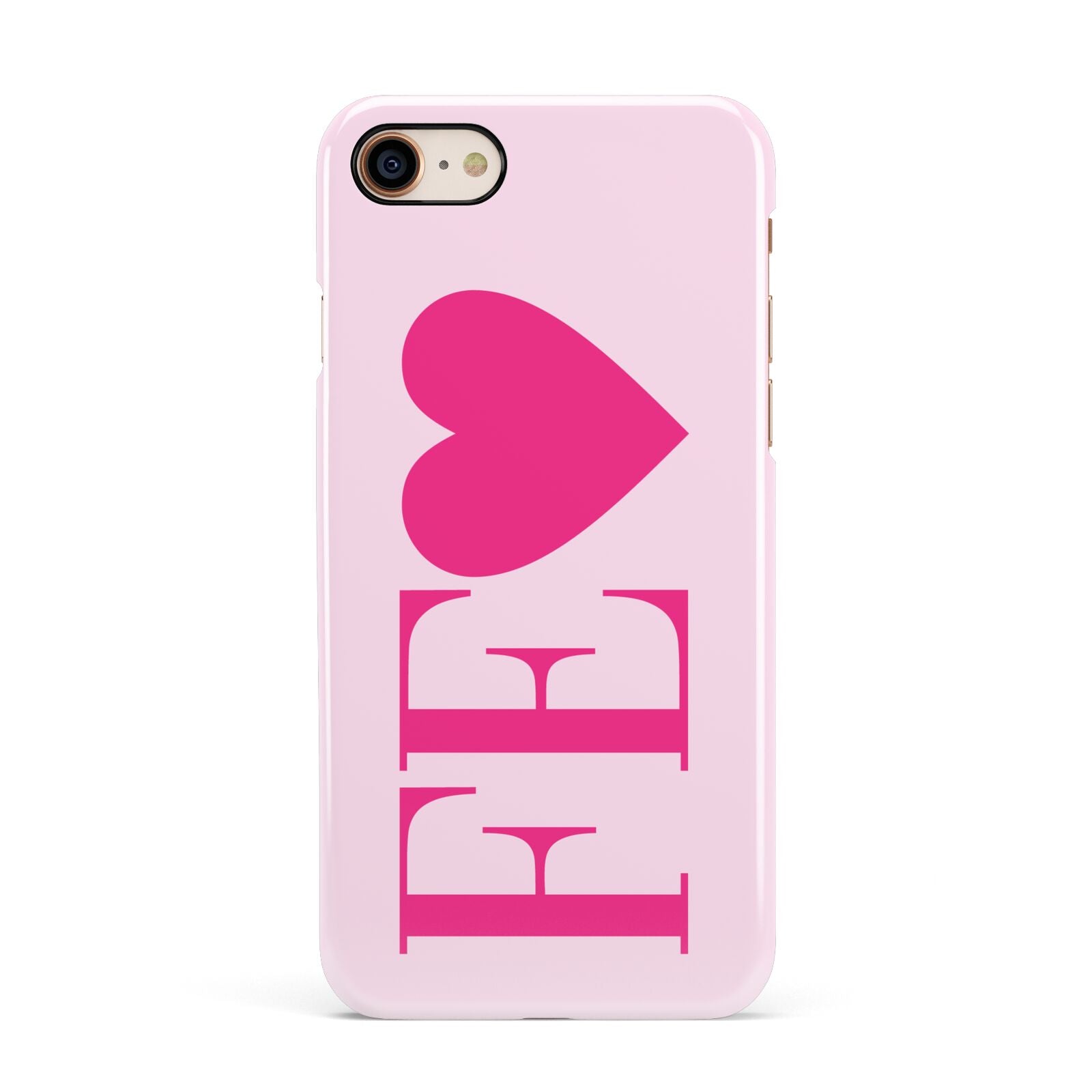 Personalised Pink Initials Heart Apple iPhone 7 8 3D Snap Case