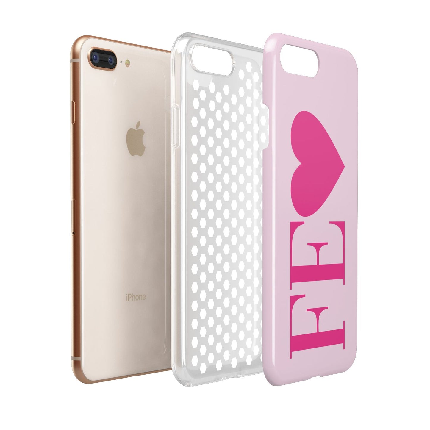 Personalised Pink Initials Heart Apple iPhone 7 8 Plus 3D Tough Case Expanded View