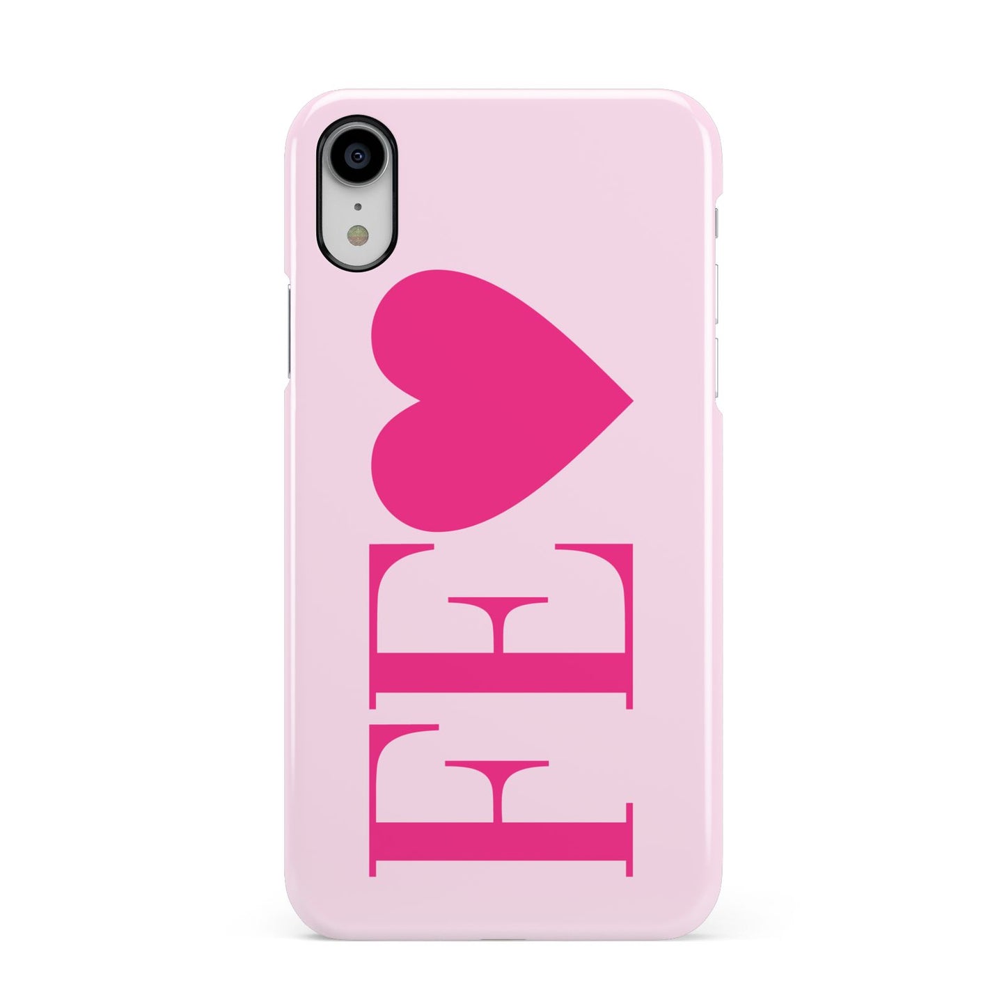 Personalised Pink Initials Heart Apple iPhone XR White 3D Snap Case