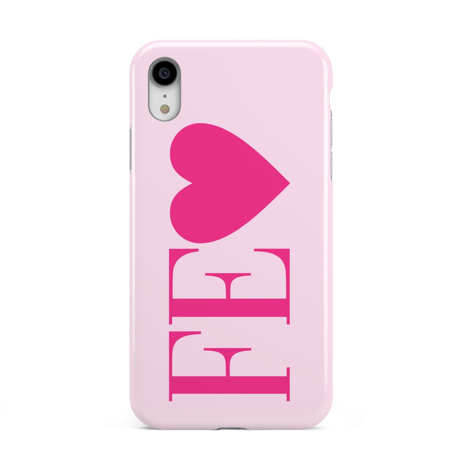 Personalised Pink Initials Heart Apple iPhone XR White 3D Tough Case