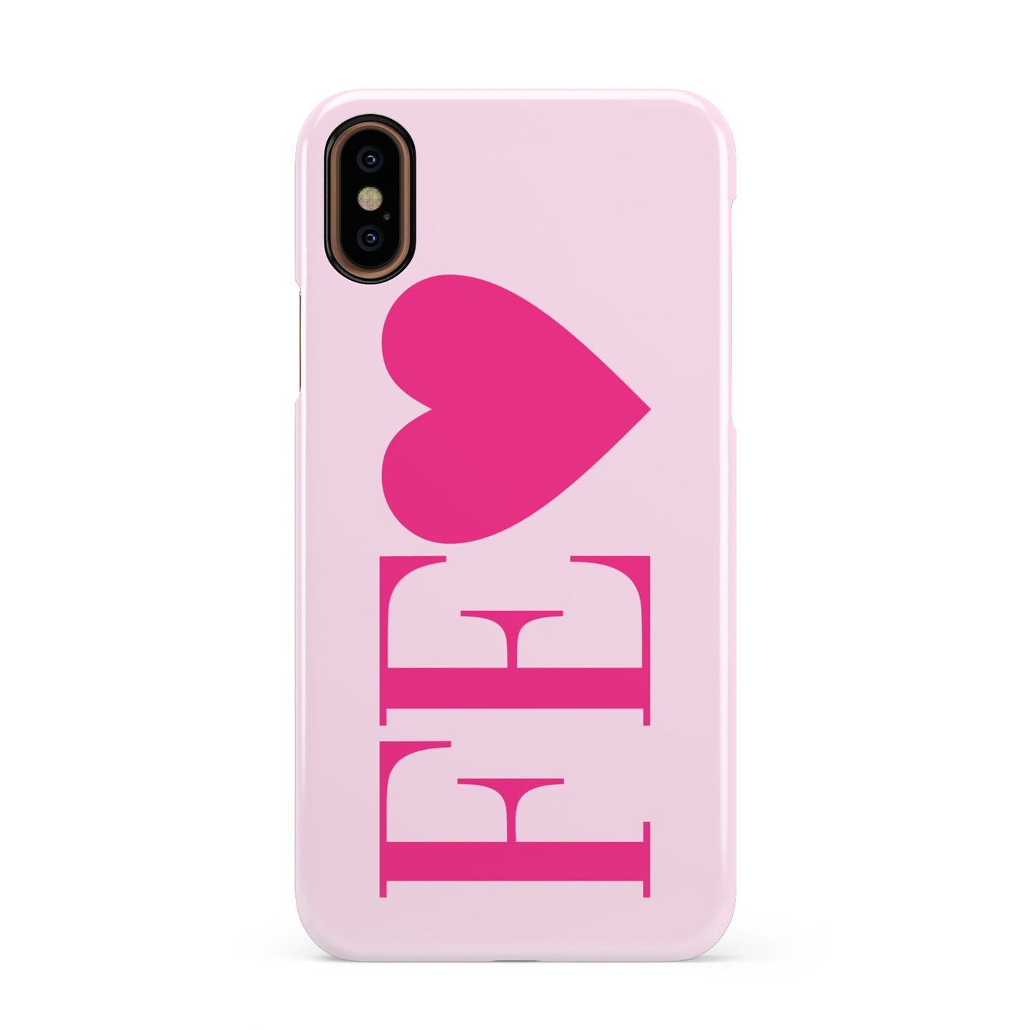 Personalised Pink Initials Heart Apple iPhone XS 3D Snap Case