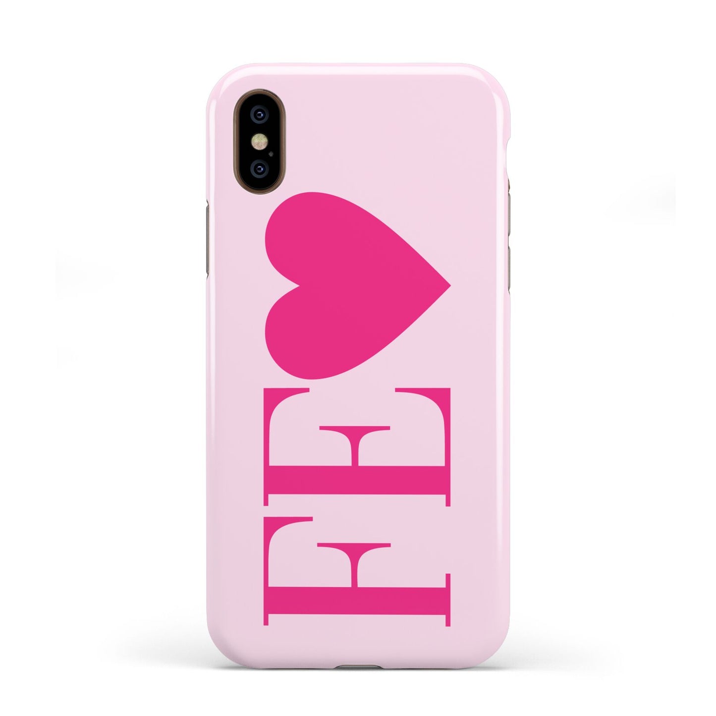 Personalised Pink Initials Heart Apple iPhone XS 3D Tough