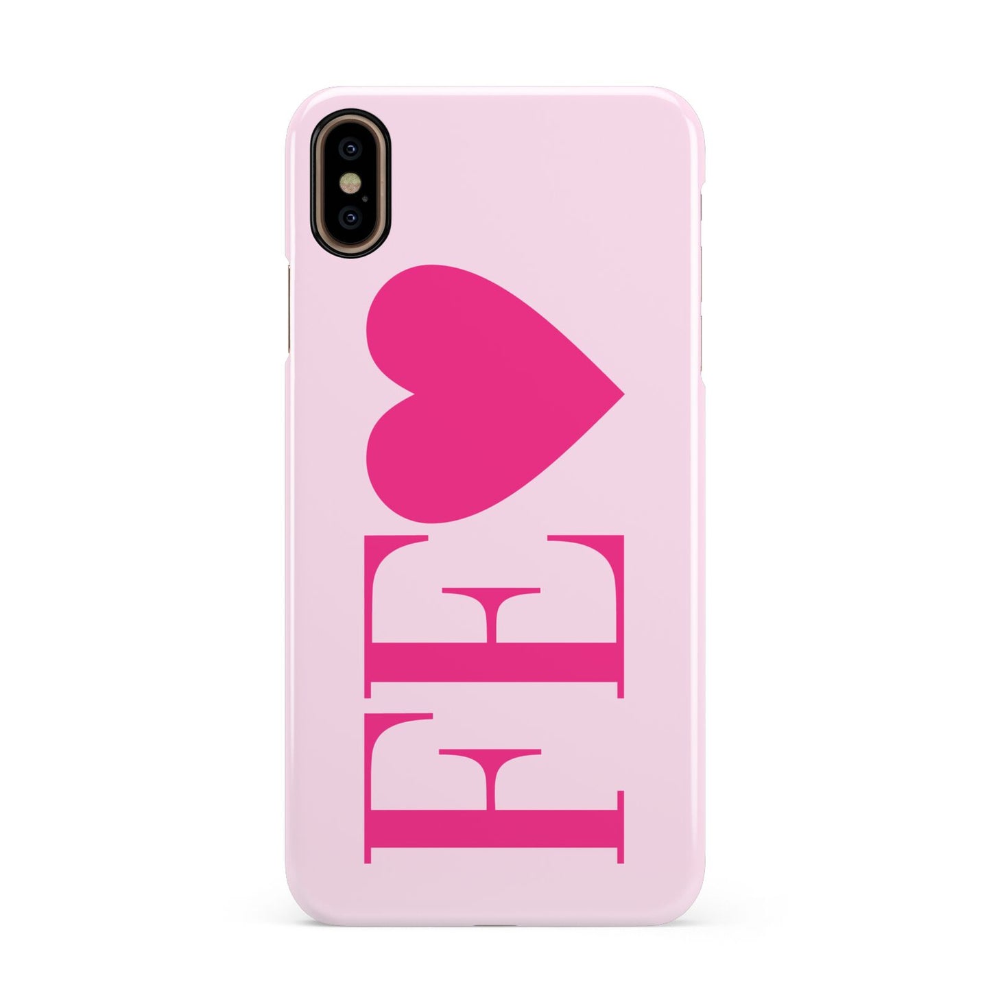 Personalised Pink Initials Heart Apple iPhone Xs Max 3D Snap Case