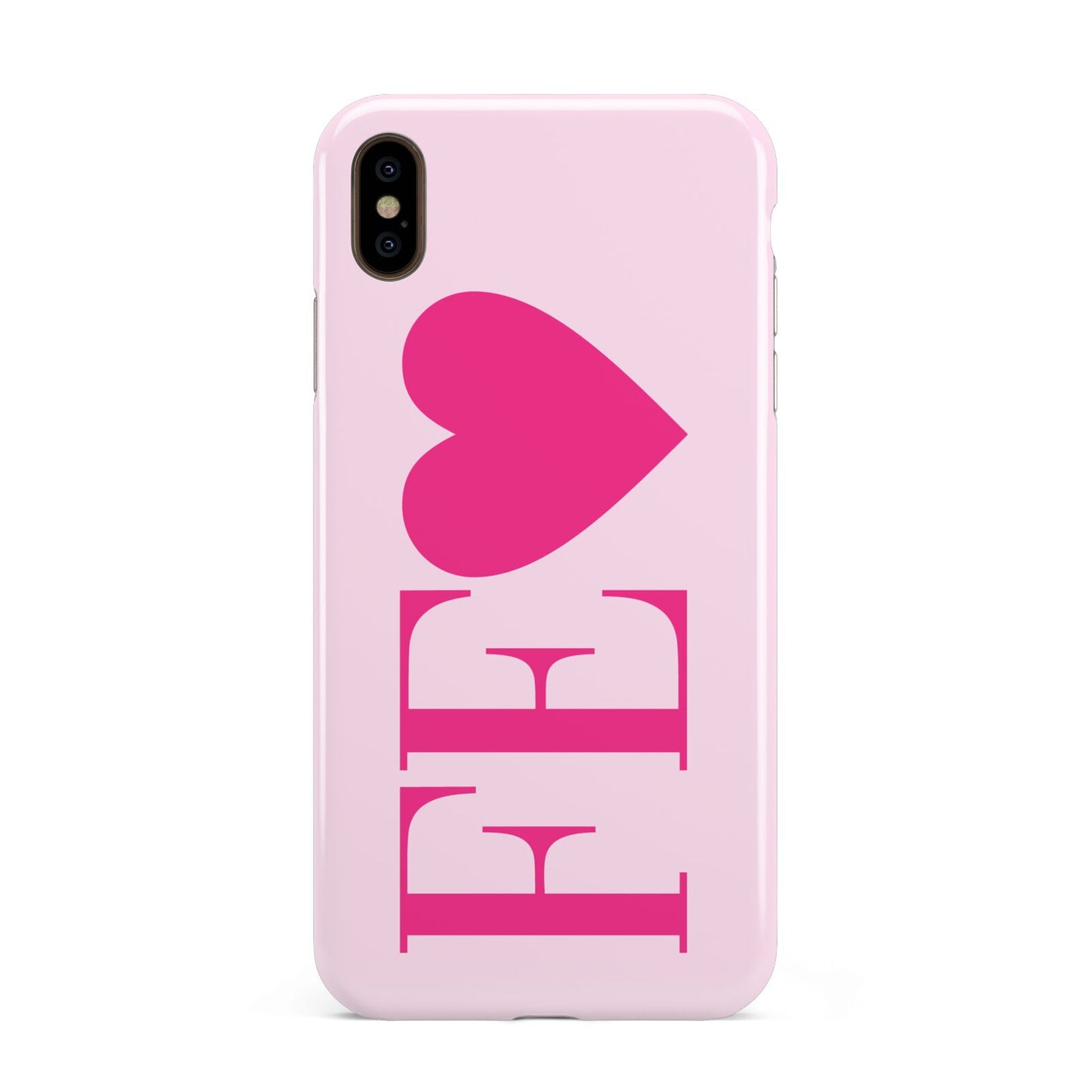 Personalised Pink Initials Heart Apple iPhone Xs Max 3D Tough Case