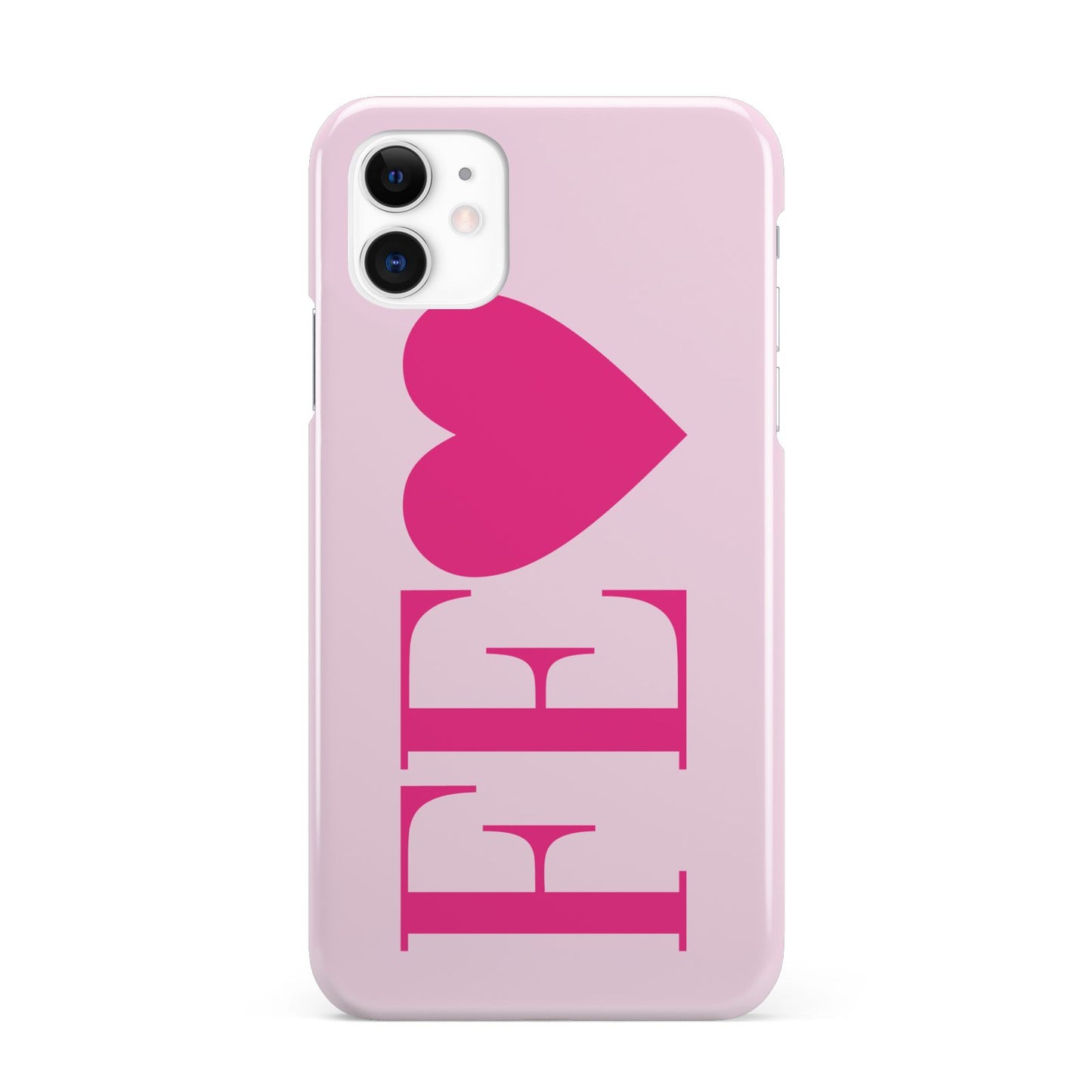 Personalised Pink Initials Heart iPhone 11 3D Snap Case