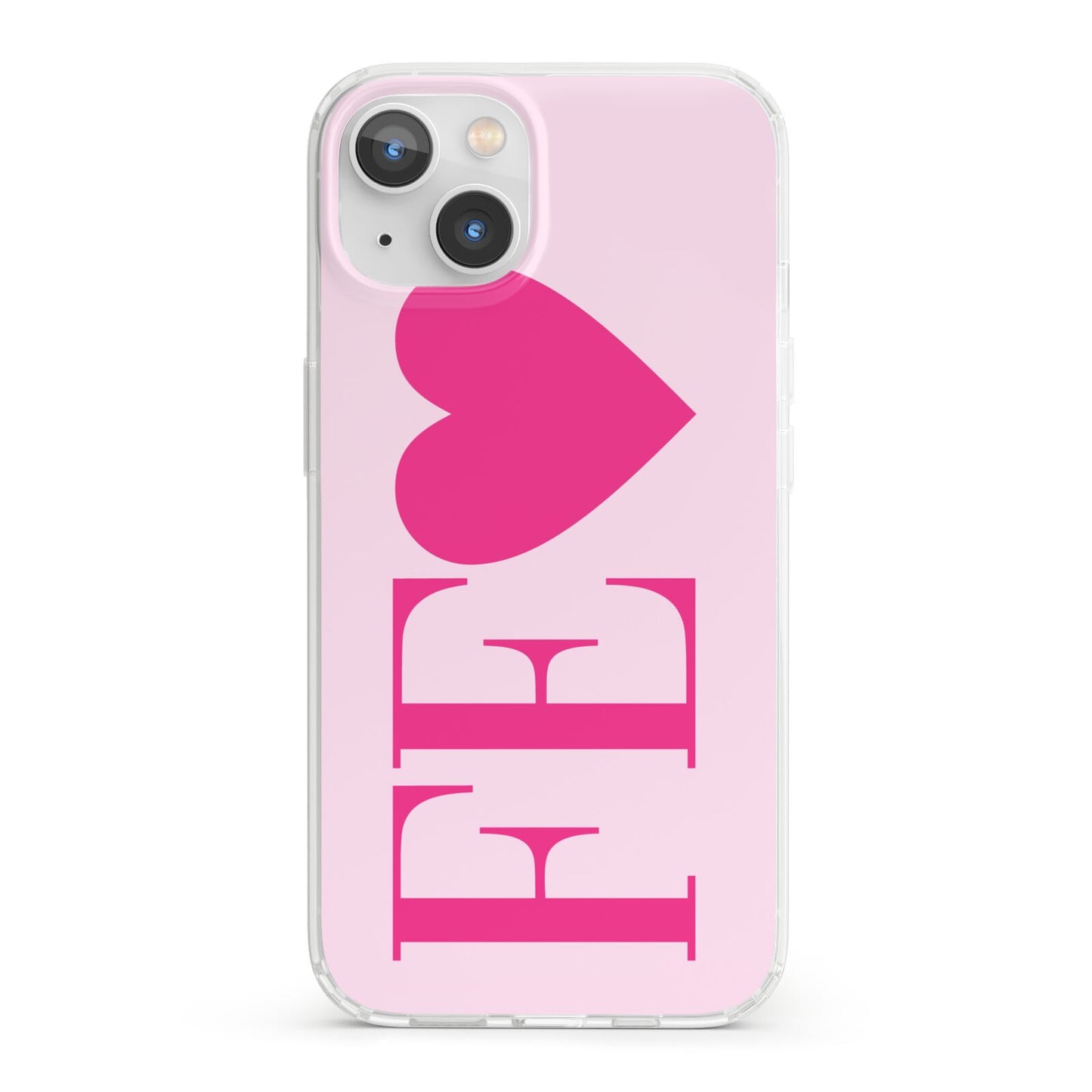 Personalised Pink Initials Heart iPhone 13 Clear Bumper Case