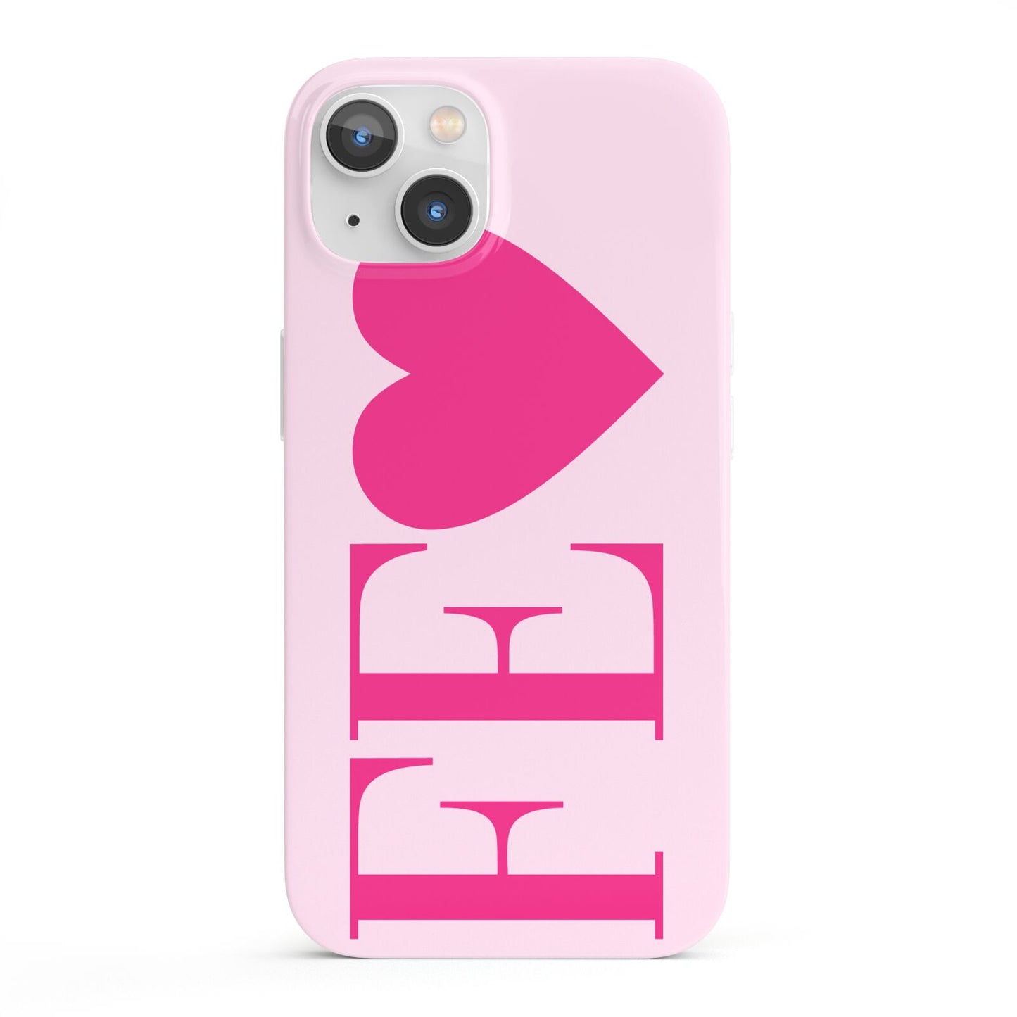 Personalised Pink Initials Heart iPhone 13 Full Wrap 3D Snap Case