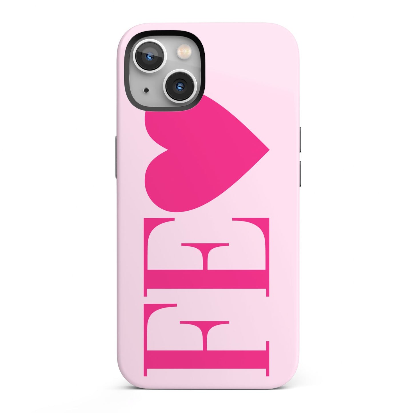 Personalised Pink Initials Heart iPhone 13 Full Wrap 3D Tough Case