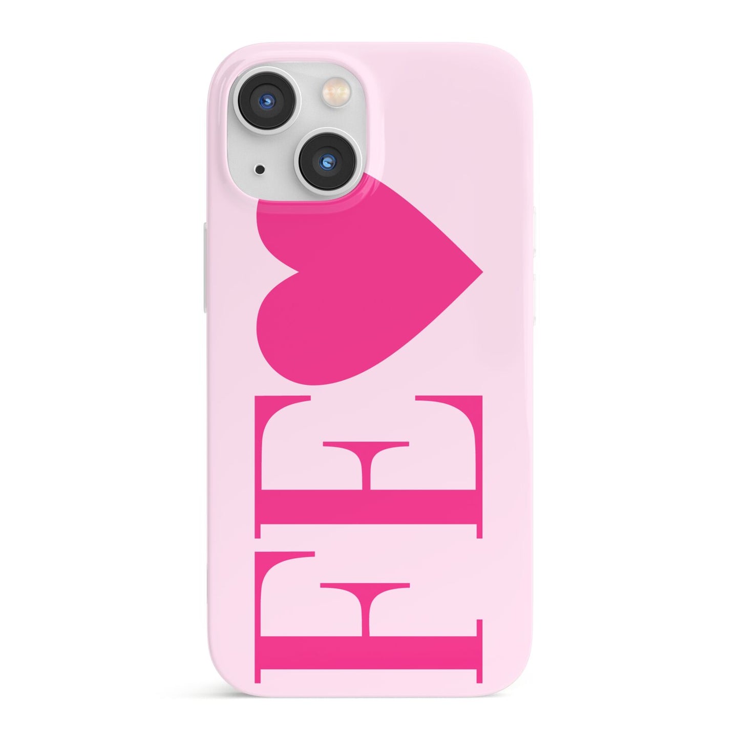 Personalised Pink Initials Heart iPhone 13 Mini Full Wrap 3D Snap Case