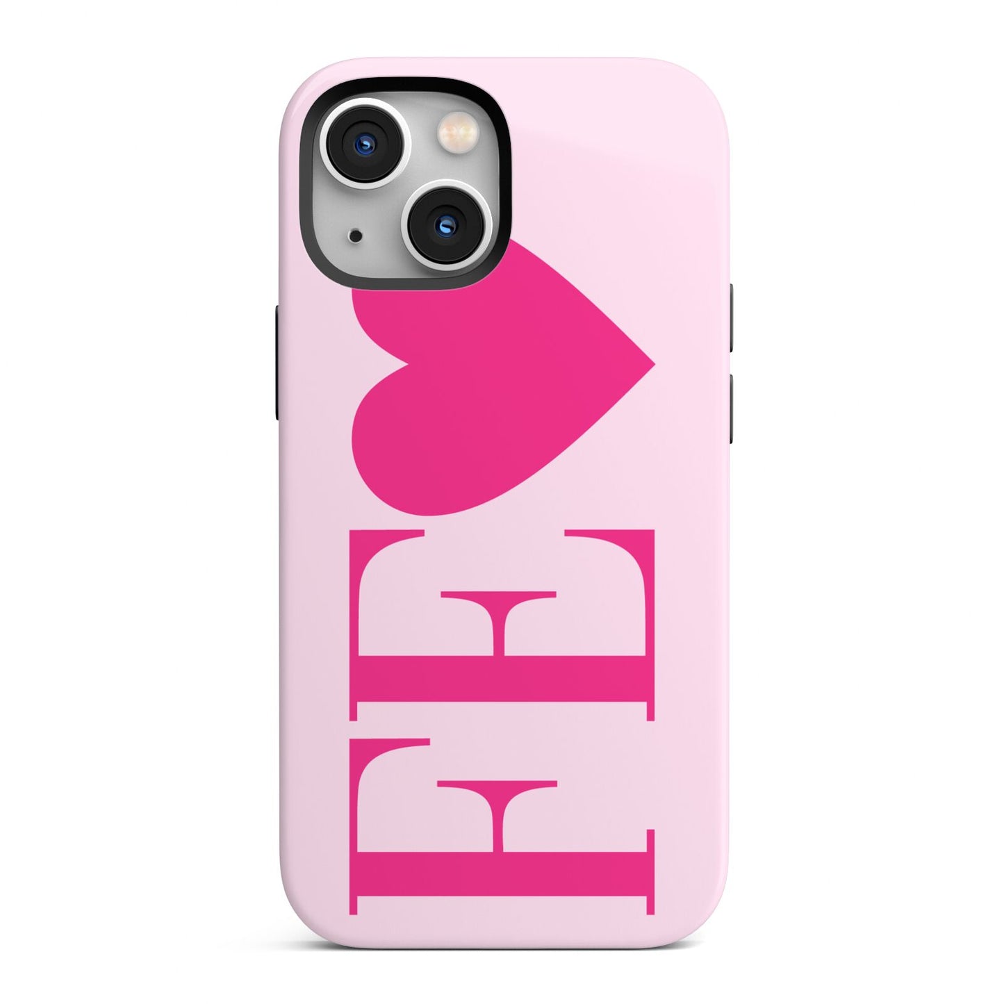 Personalised Pink Initials Heart iPhone 13 Mini Full Wrap 3D Tough Case