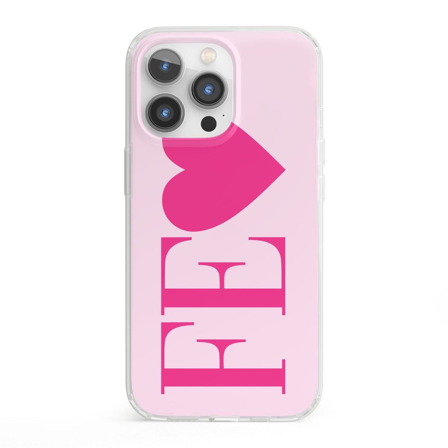 Personalised Pink Initials Heart iPhone 13 Pro Clear Bumper Case