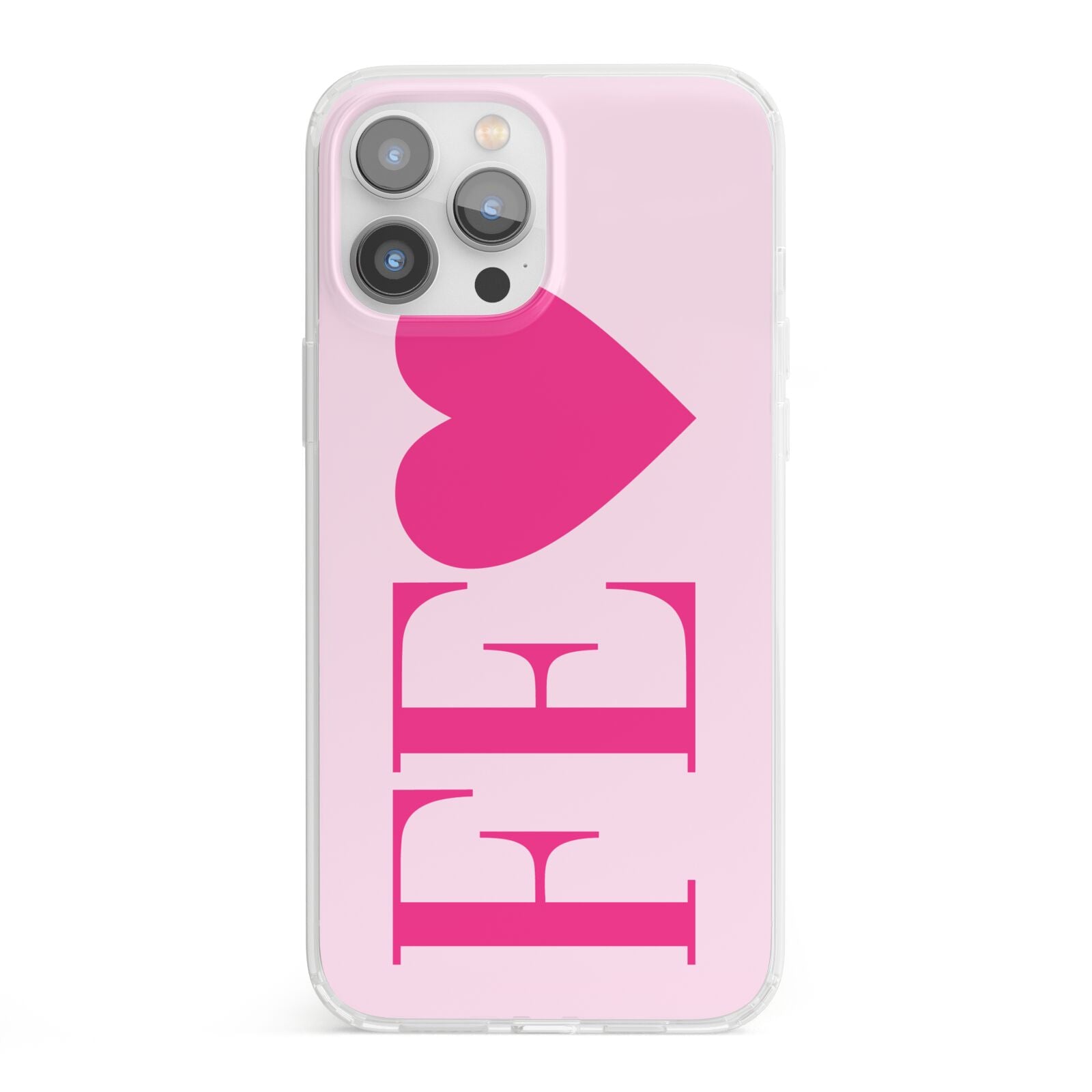 Personalised Pink Initials Heart iPhone 13 Pro Max Clear Bumper Case