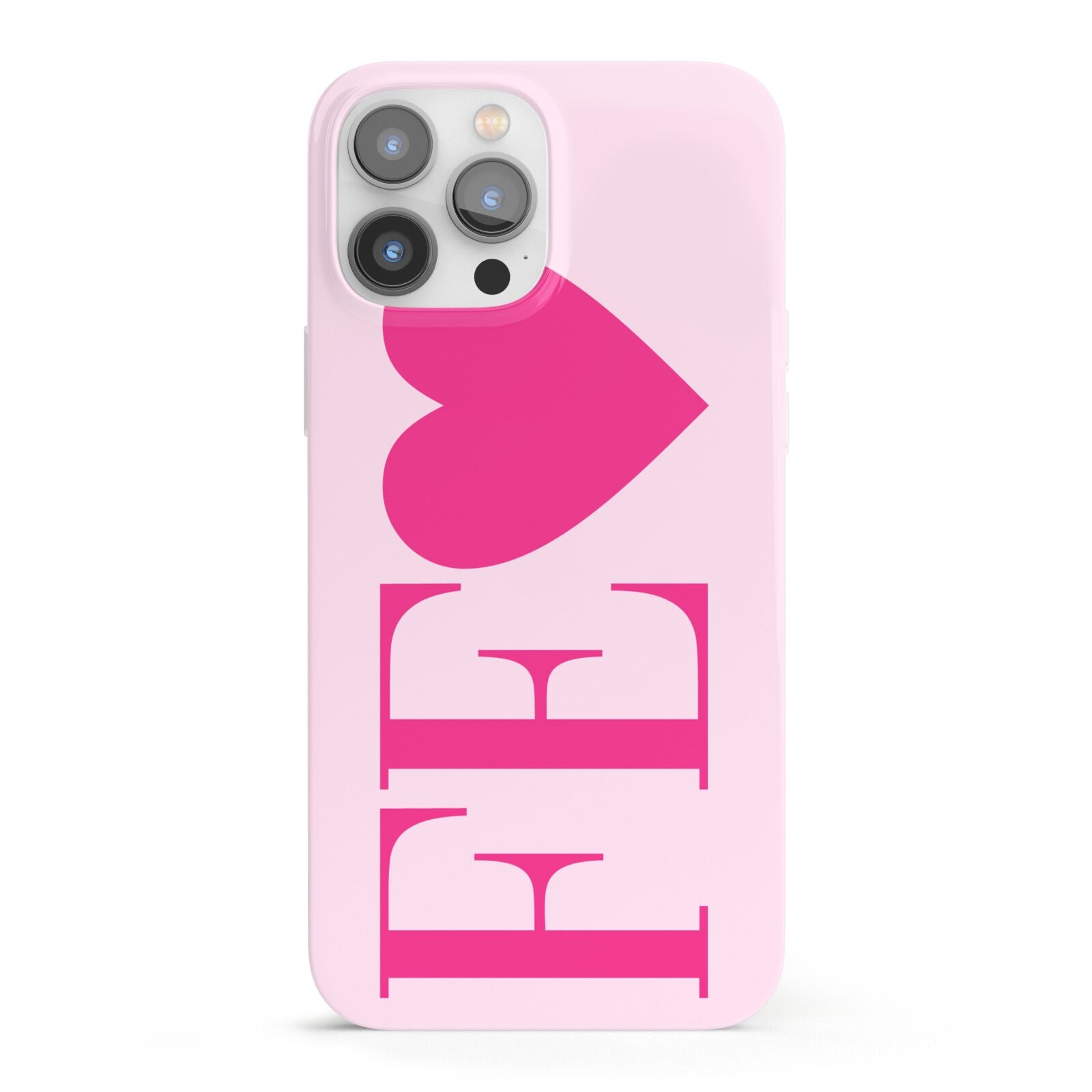 Personalised Pink Initials Heart iPhone 13 Pro Max Full Wrap 3D Snap Case