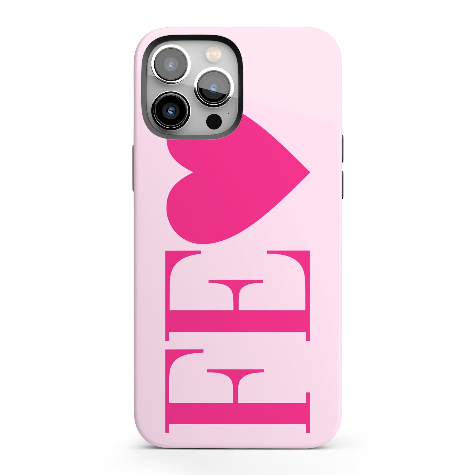 Personalised Pink Initials Heart iPhone 13 Pro Max Full Wrap 3D Tough Case