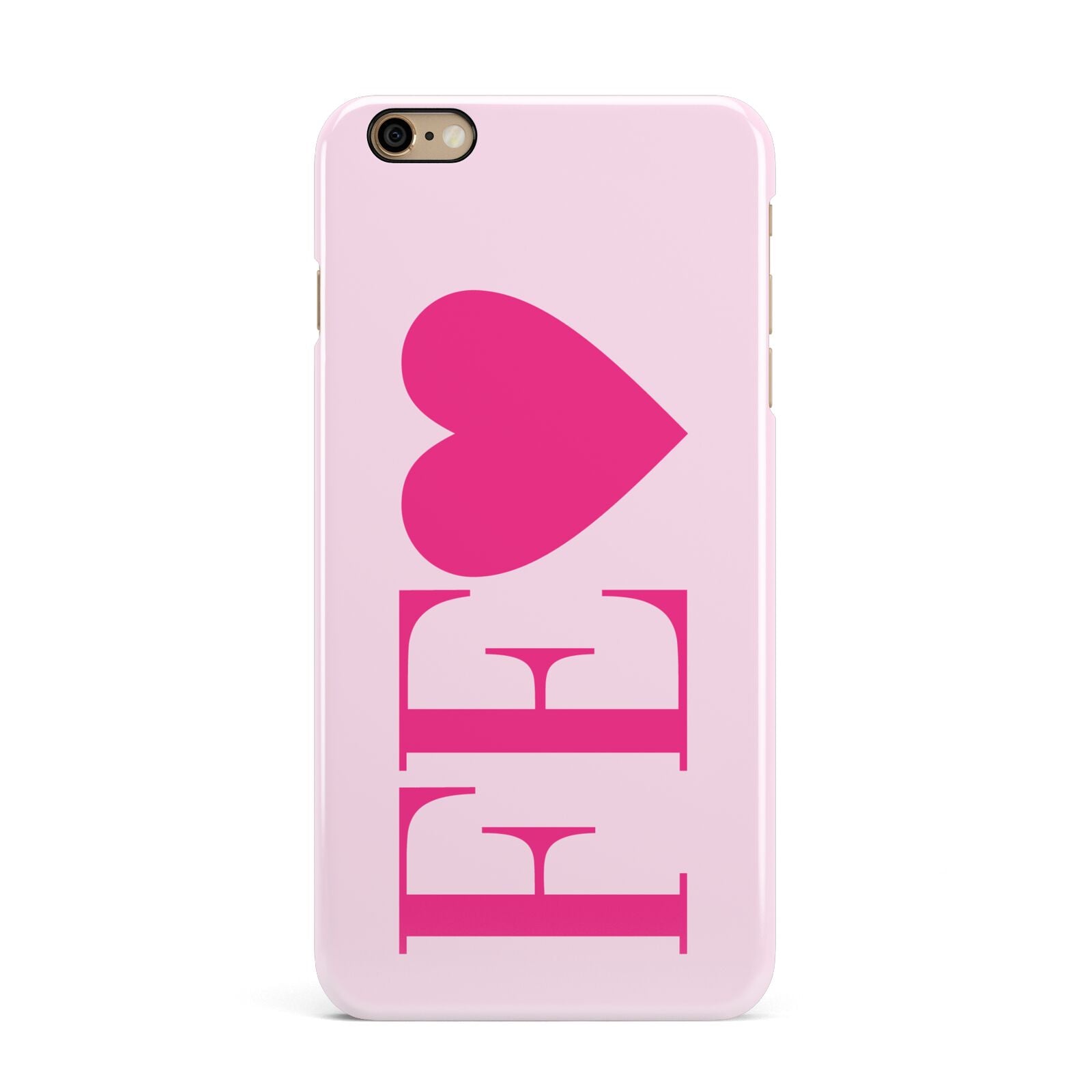 Personalised Pink Initials Heart iPhone 6 Plus 3D Snap Case on Gold Phone