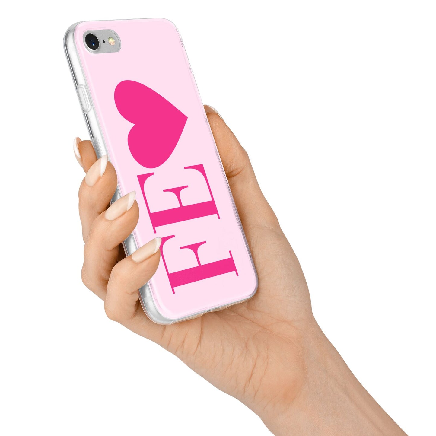 Personalised Pink Initials Heart iPhone 7 Bumper Case on Silver iPhone Alternative Image