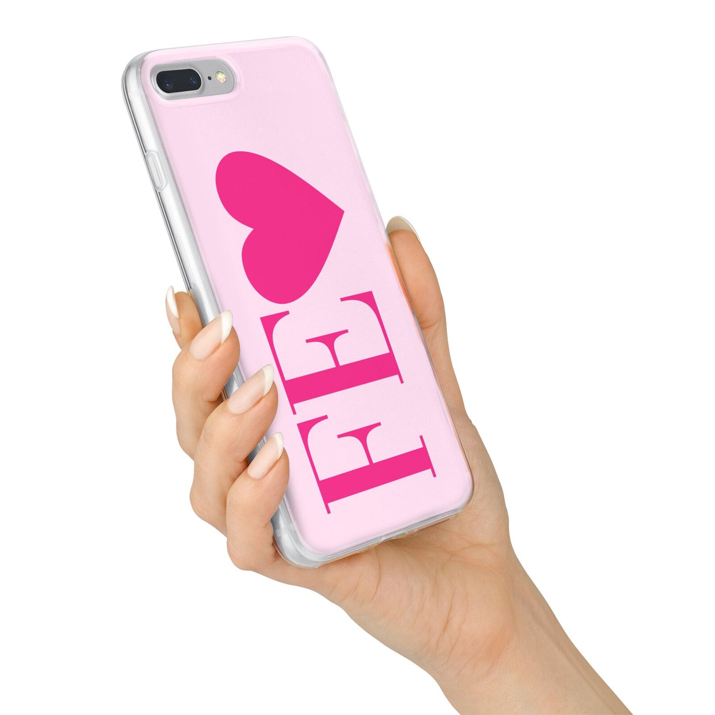 Personalised Pink Initials Heart iPhone 7 Plus Bumper Case on Silver iPhone Alternative Image