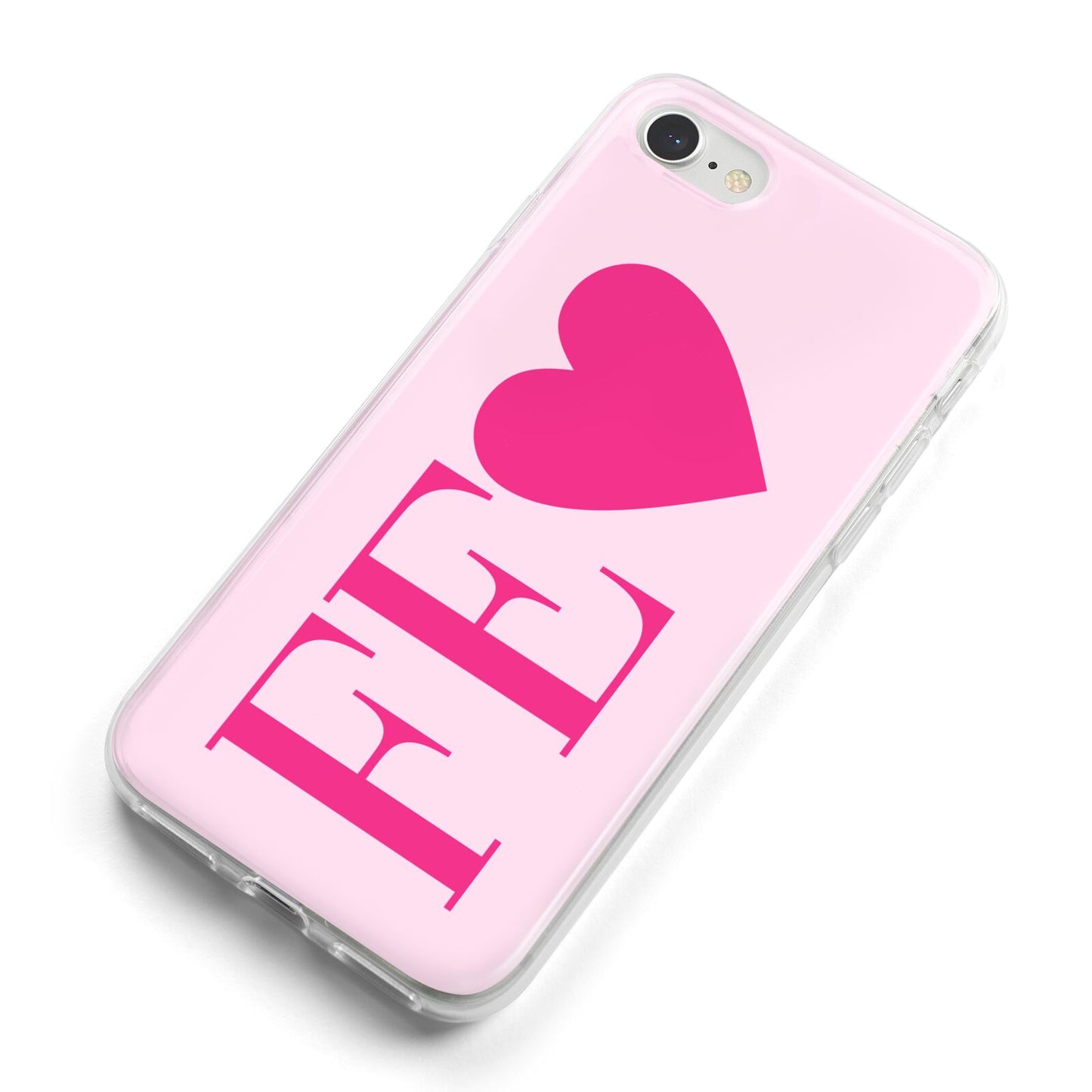 Personalised Pink Initials Heart iPhone 8 Bumper Case on Silver iPhone Alternative Image