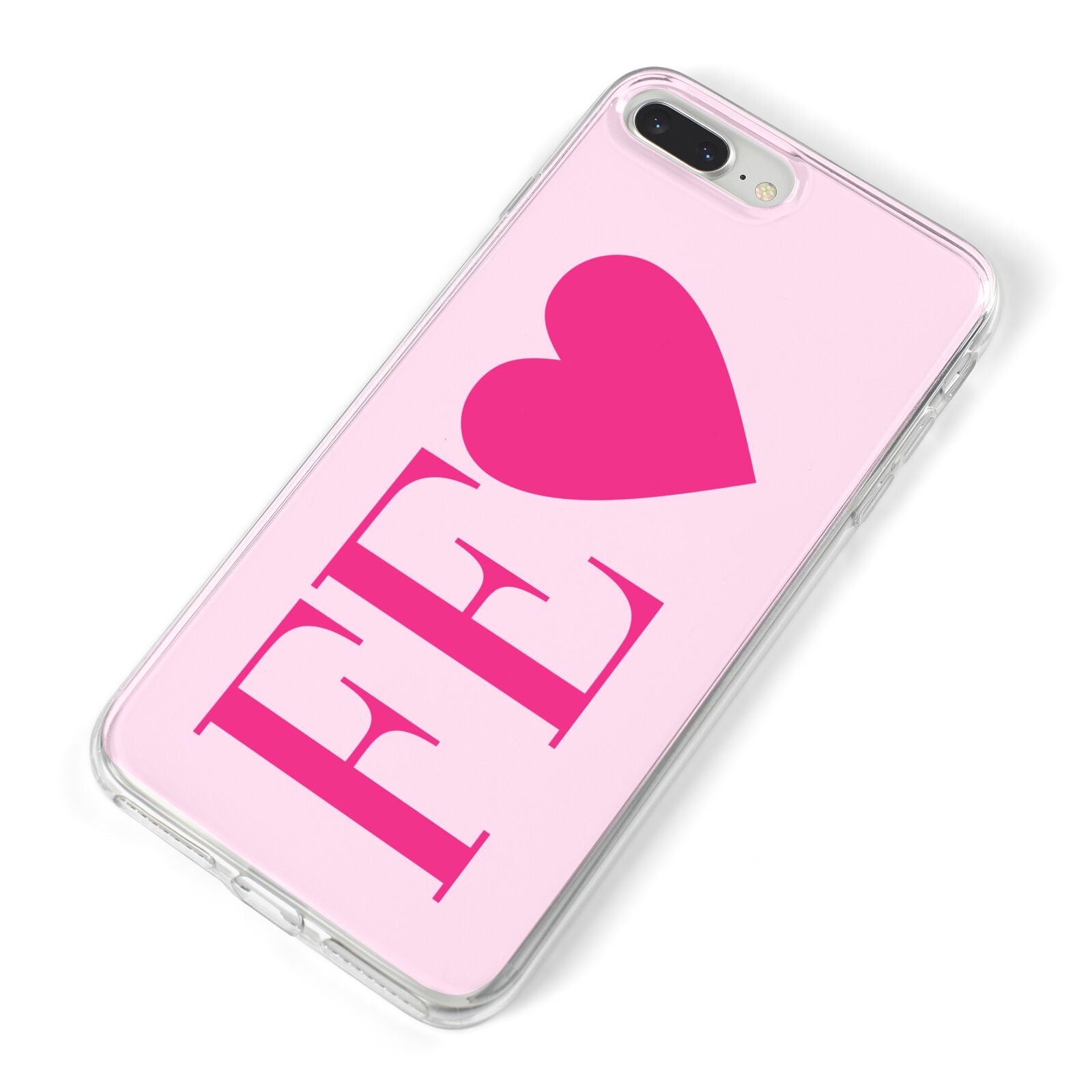 Personalised Pink Initials Heart iPhone 8 Plus Bumper Case on Silver iPhone Alternative Image