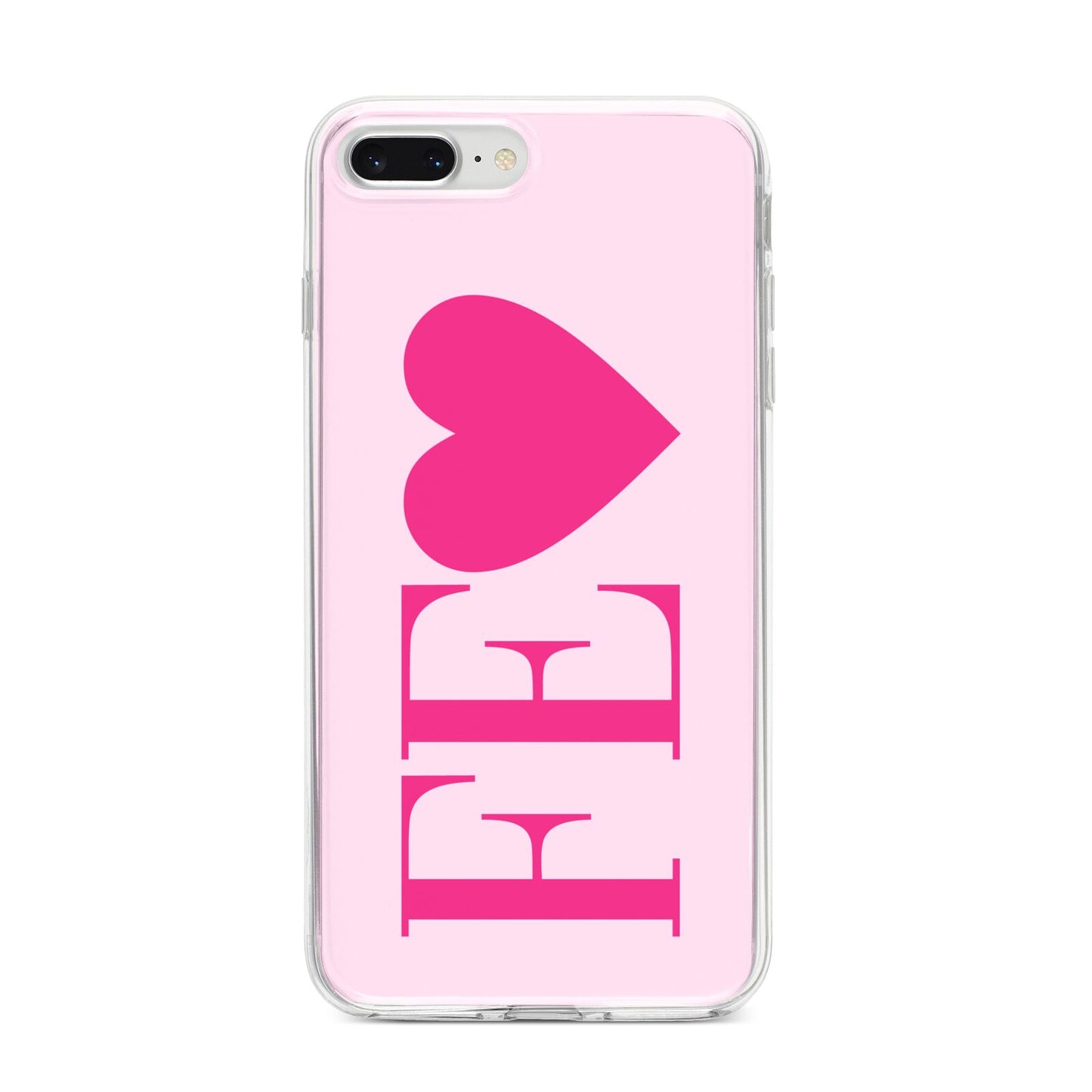 Personalised Pink Initials Heart iPhone 8 Plus Bumper Case on Silver iPhone