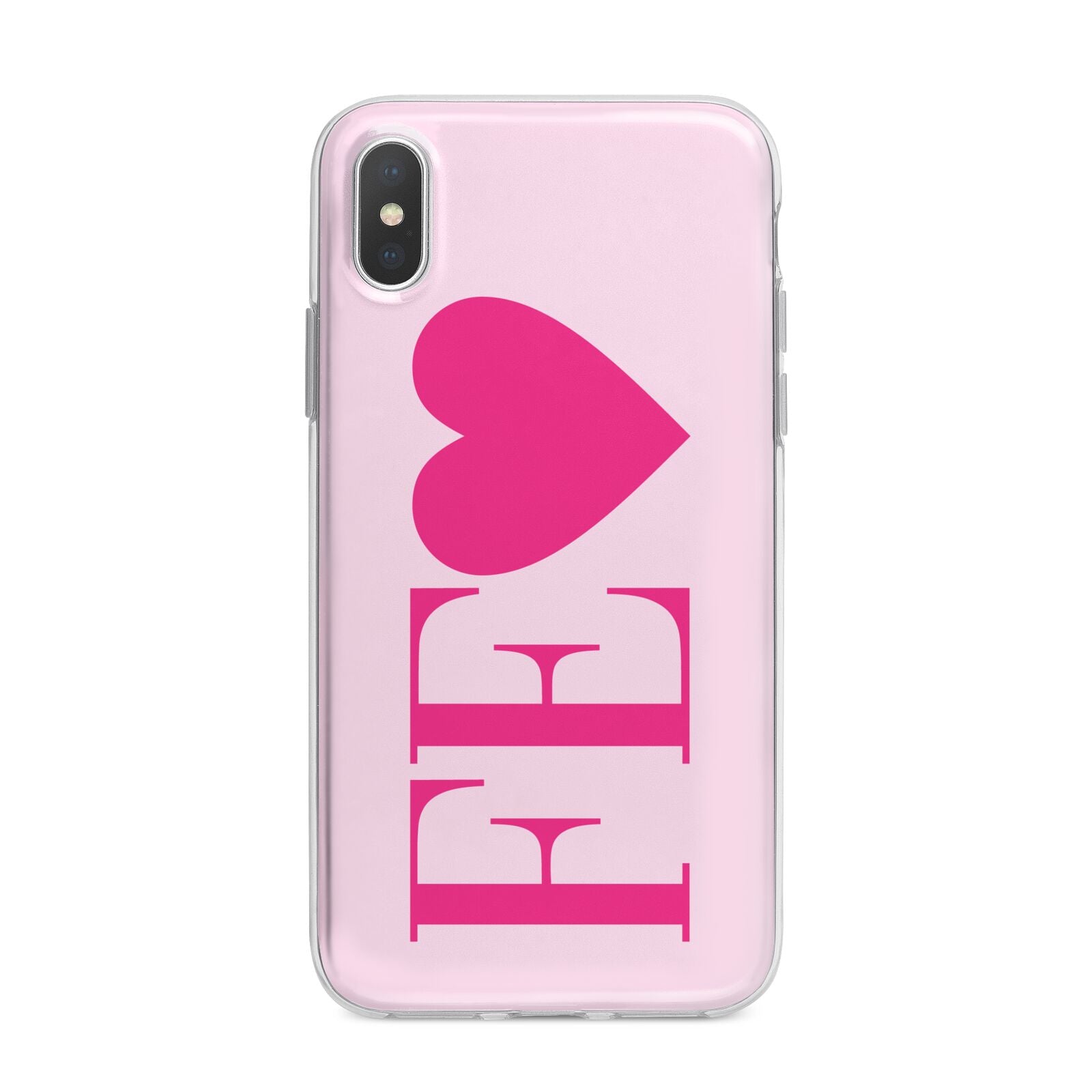 Personalised Pink Initials Heart iPhone X Bumper Case on Silver iPhone Alternative Image 1