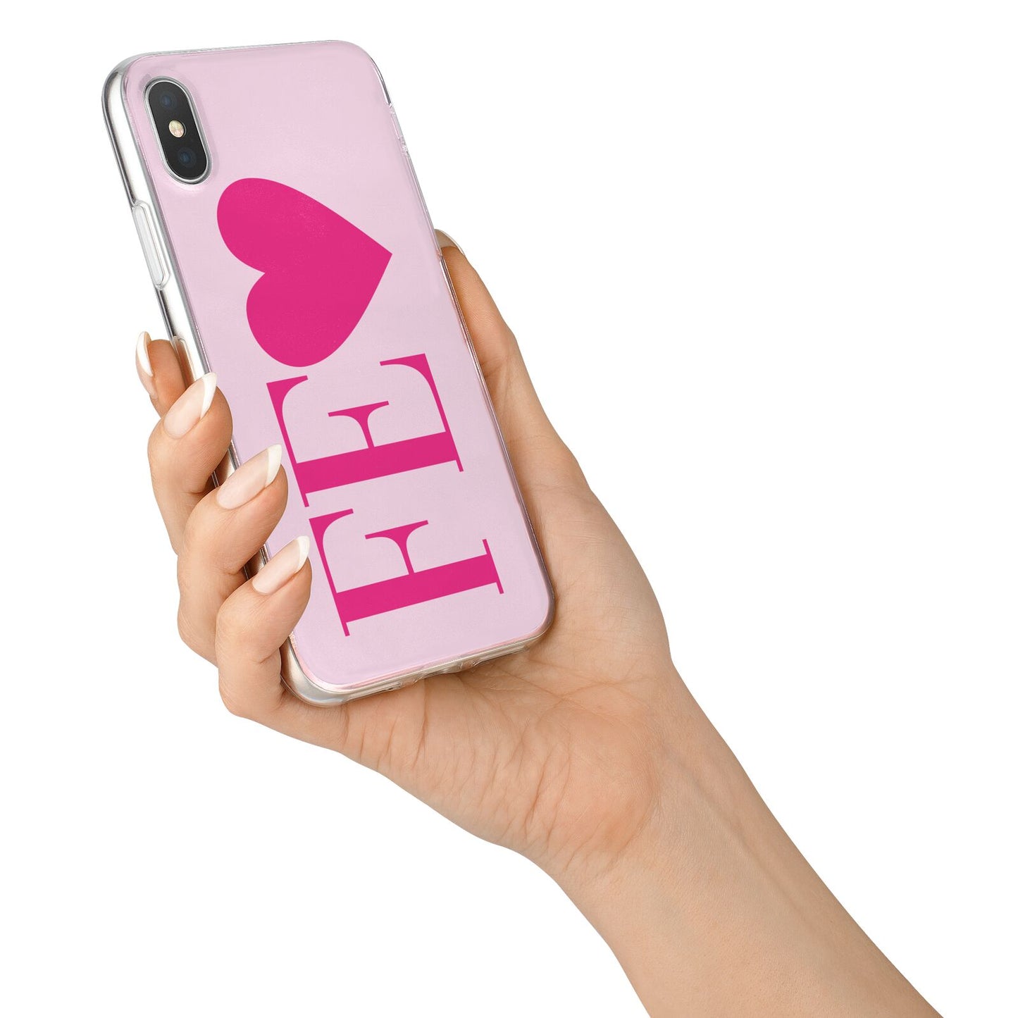 Personalised Pink Initials Heart iPhone X Bumper Case on Silver iPhone Alternative Image 2