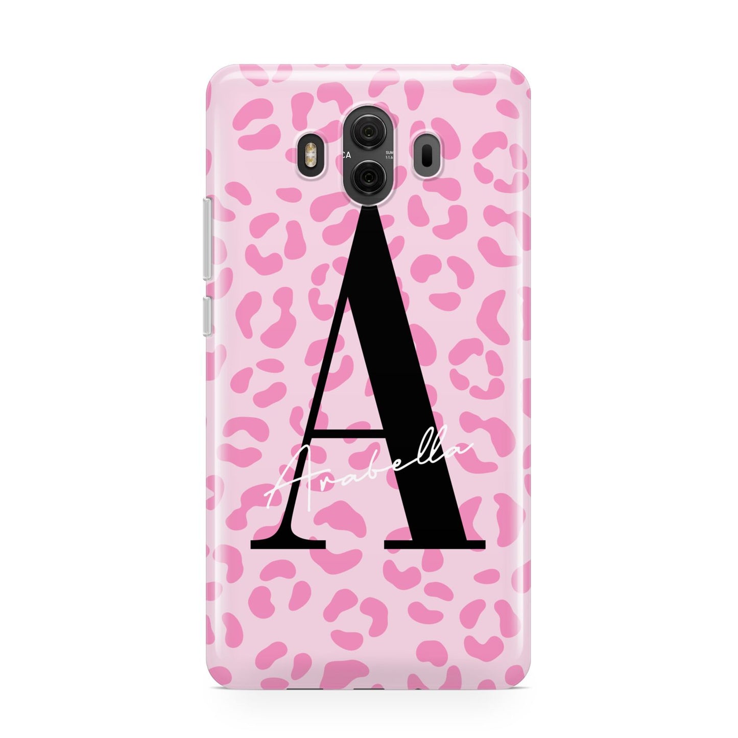 Personalised Pink Leopard Print Huawei Mate 10 Protective Phone Case