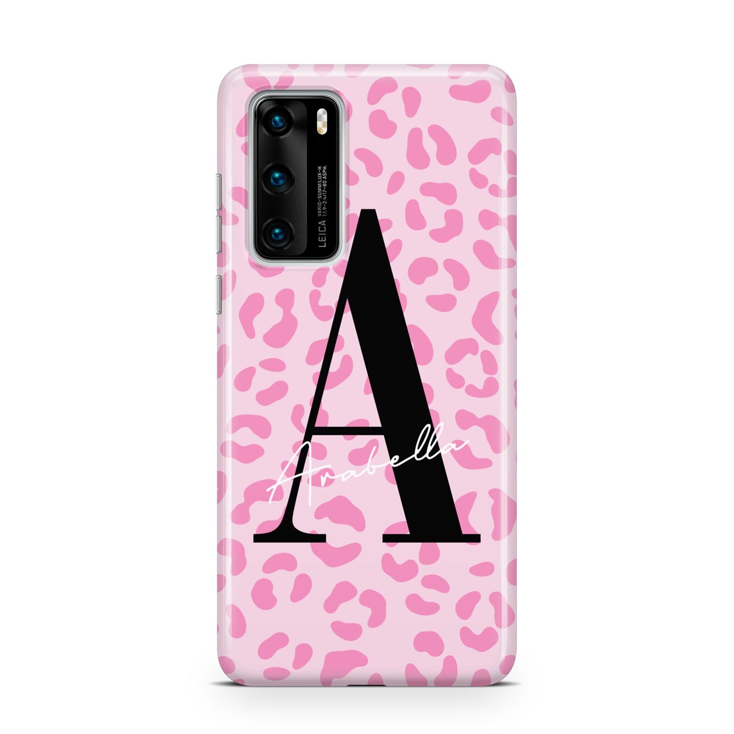 Personalised Pink Leopard Print Huawei P40 Phone Case