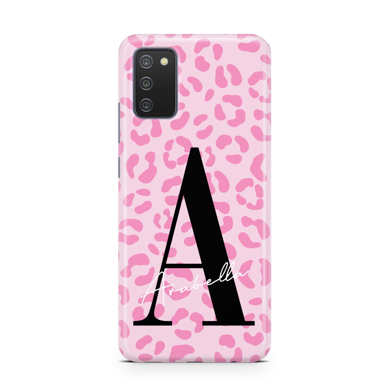 Personalised Pink Leopard Print Samsung A02s Case