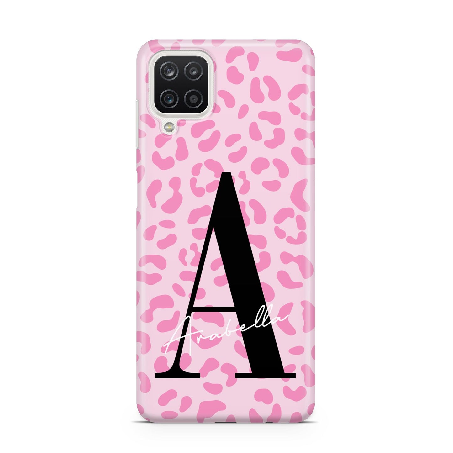 Personalised Pink Leopard Print Samsung A12 Case