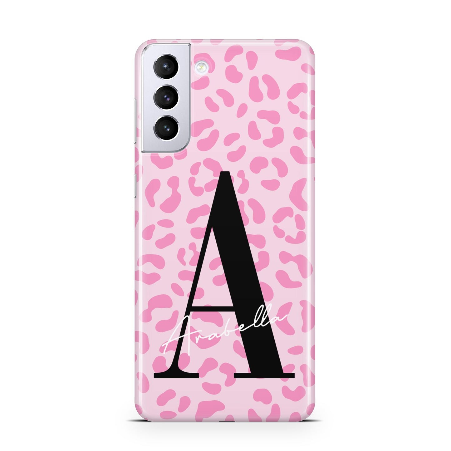 Personalised Pink Leopard Print Samsung S21 Plus Case