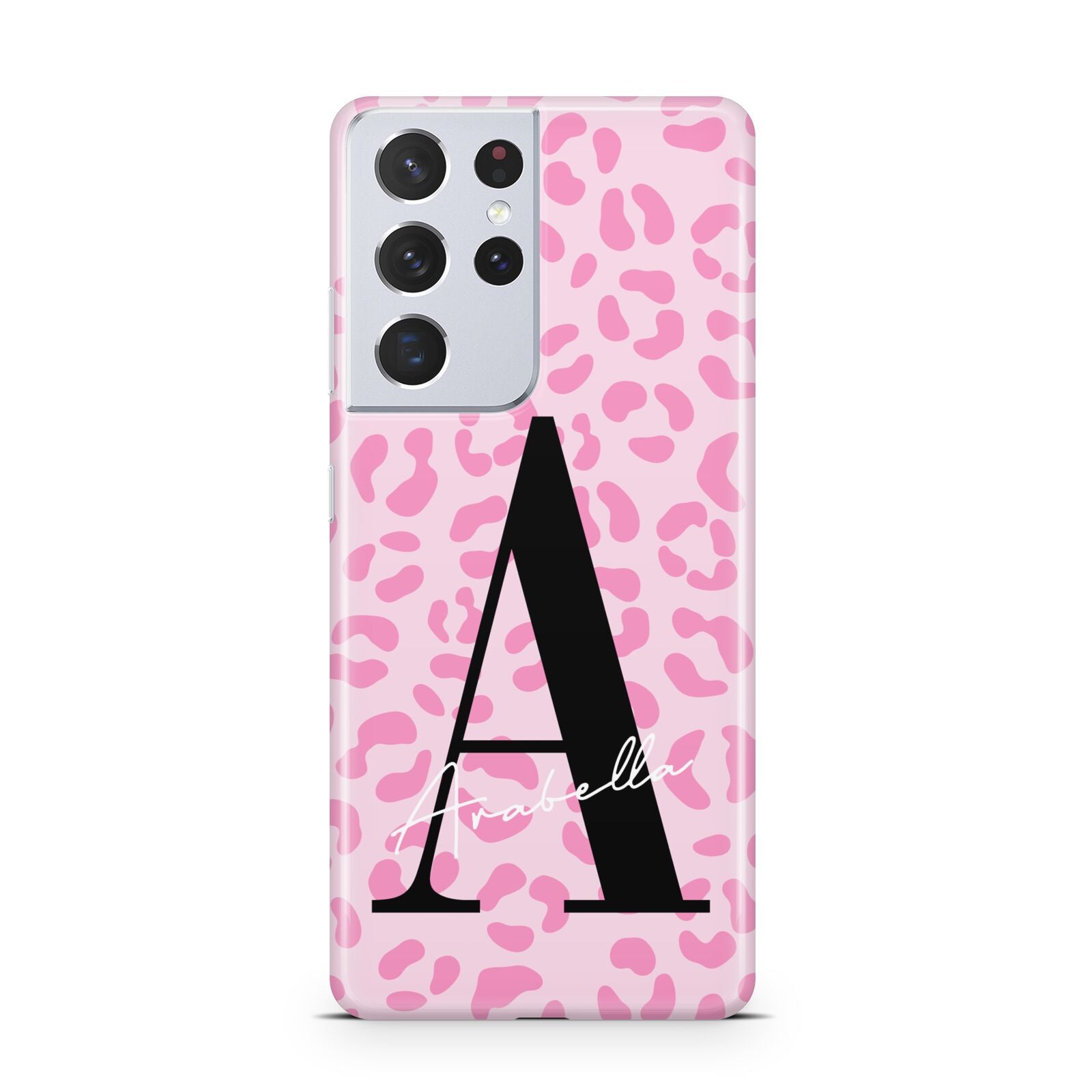 Personalised Pink Leopard Print Samsung S21 Ultra Case