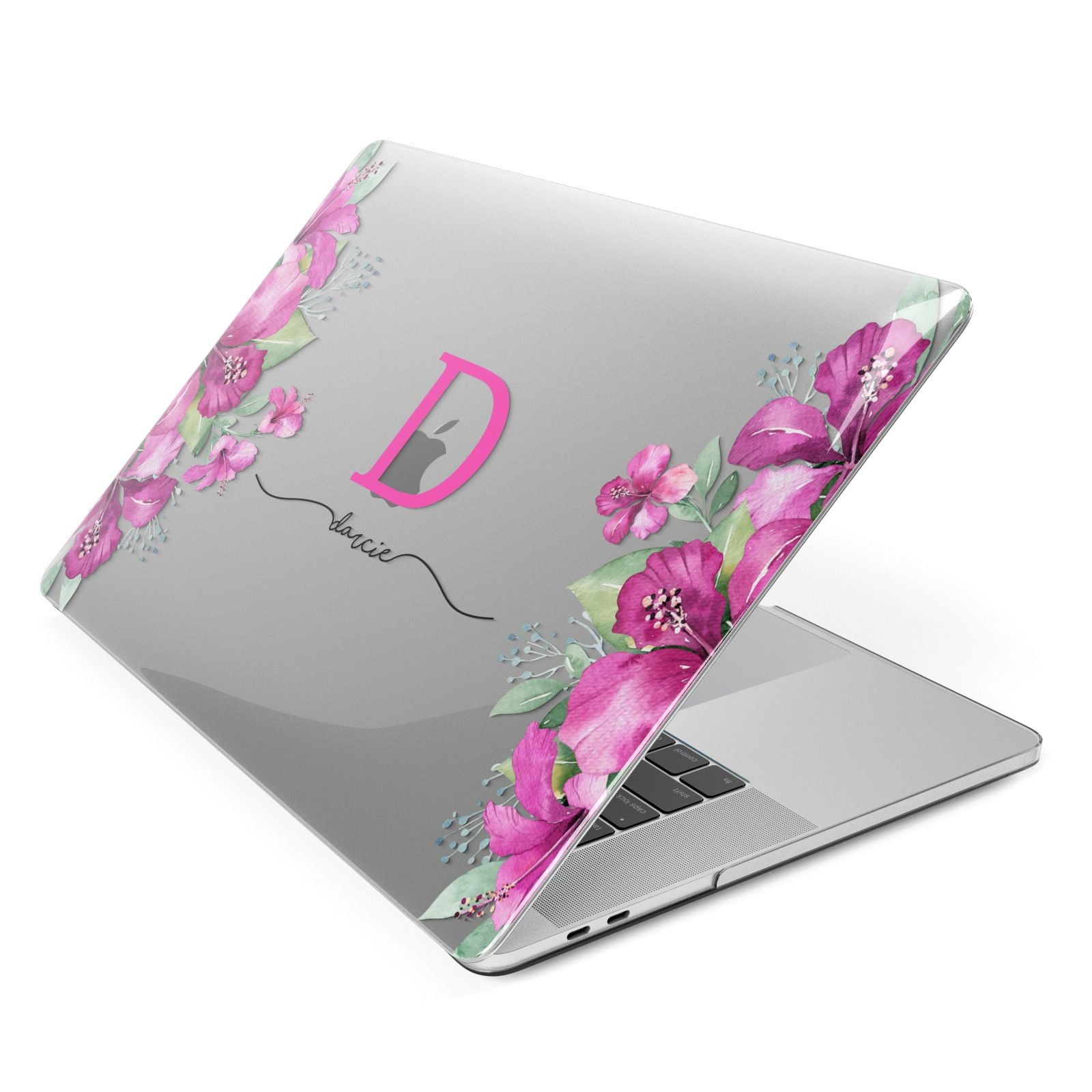 Personalised Pink Lilies Apple MacBook Case Side View