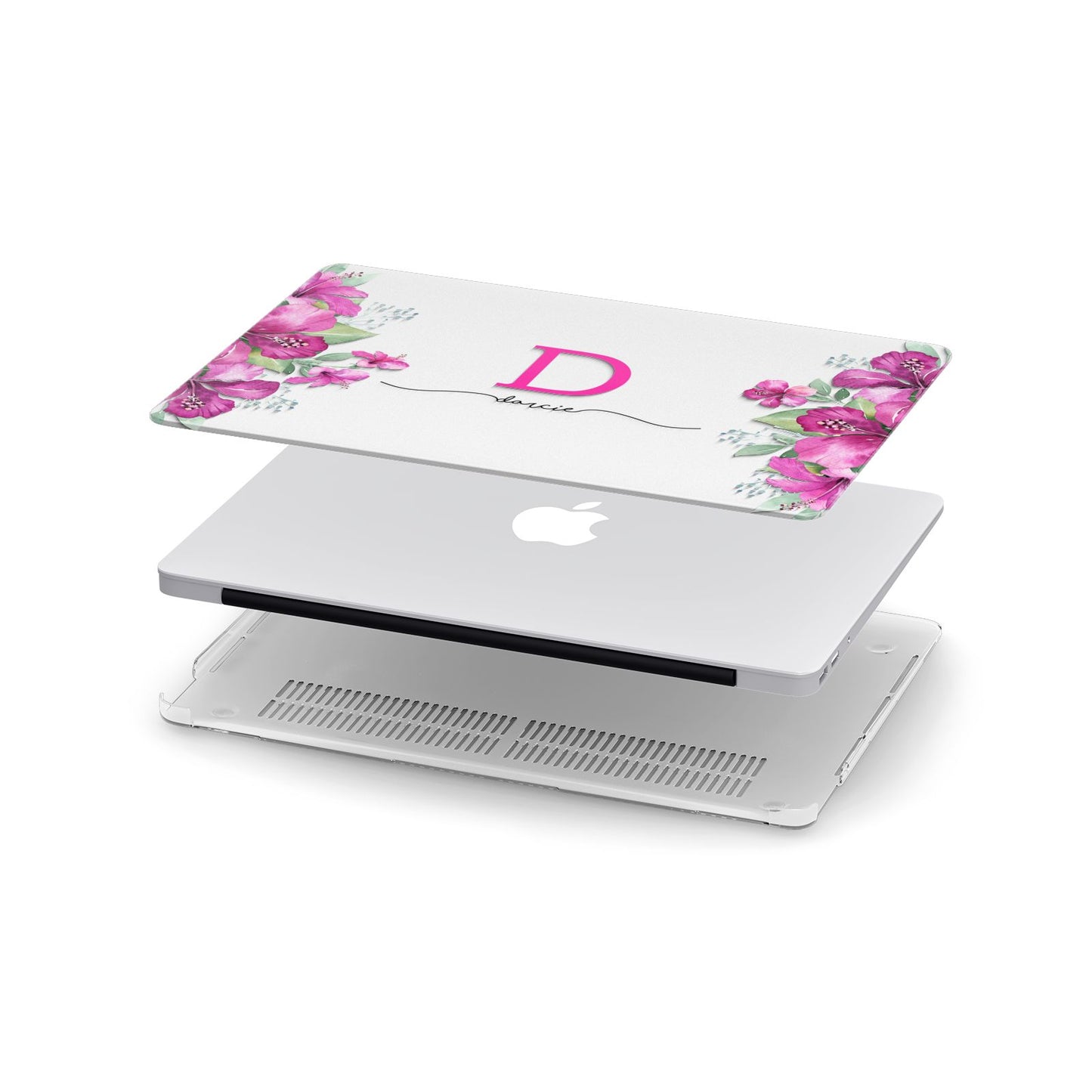 Personalised Pink Lilies Apple MacBook Case in Detail