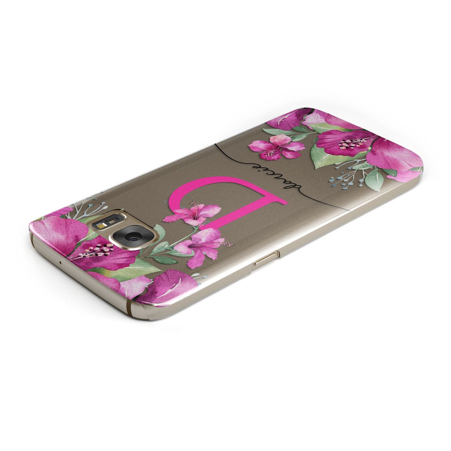 Personalised Pink Lilies Samsung Galaxy Case Top Cutout