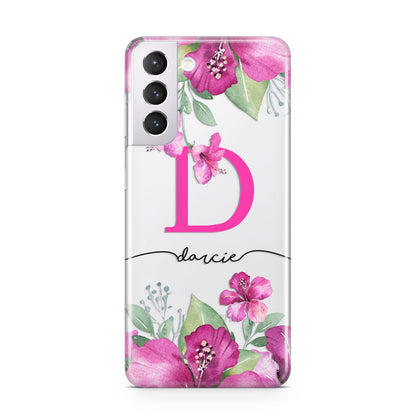 Personalised Pink Lilies Samsung S21 Case