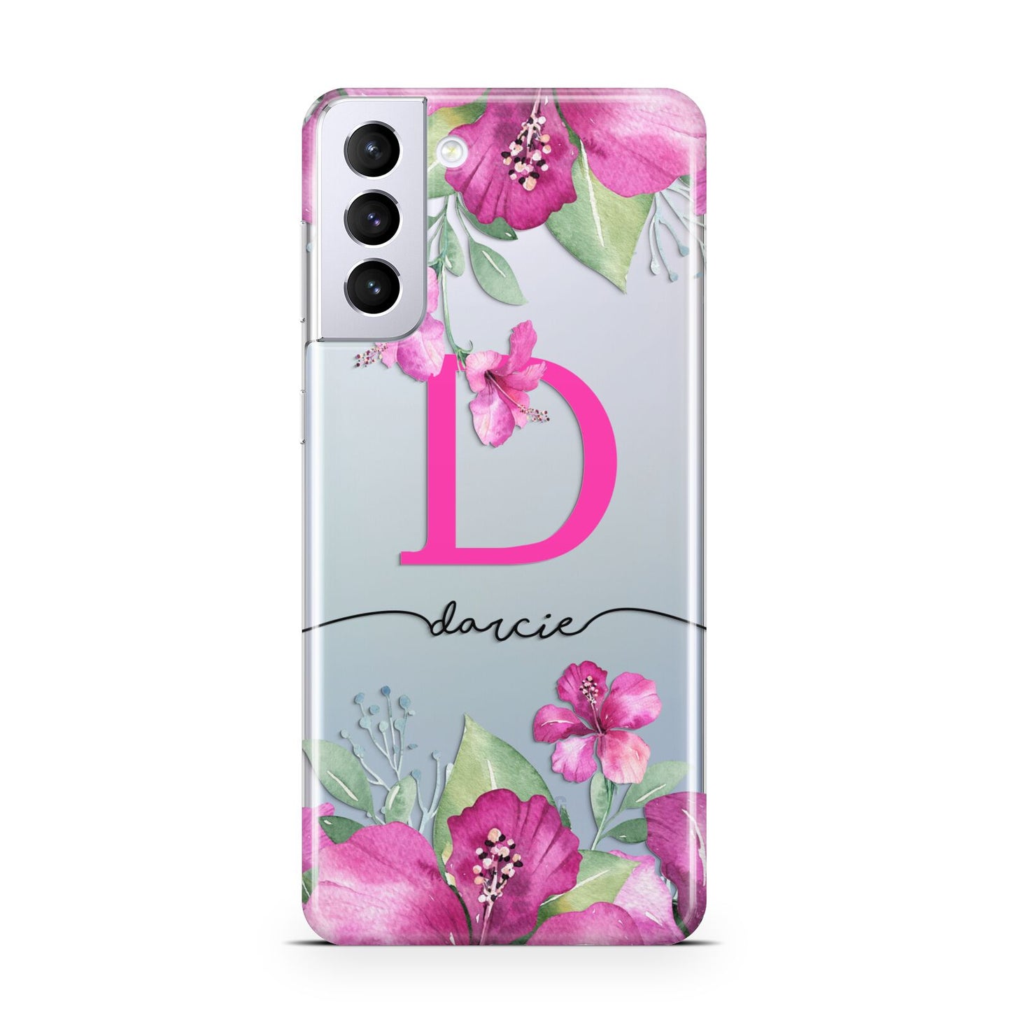 Personalised Pink Lilies Samsung S21 Plus Case