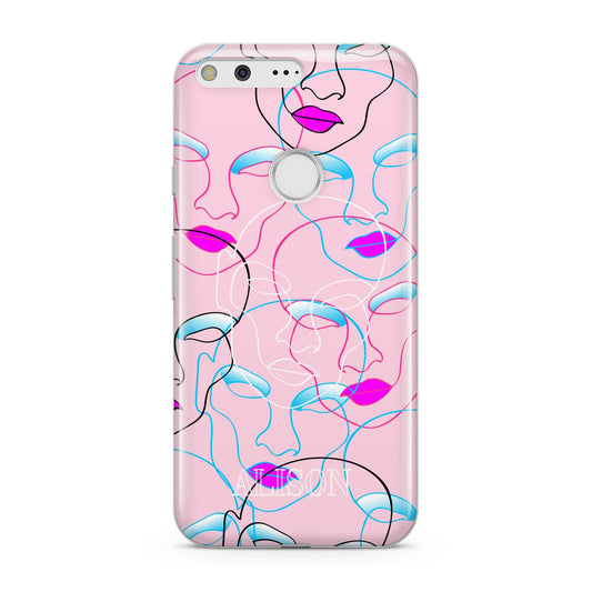 Personalised Pink Line Art Google Pixel Case