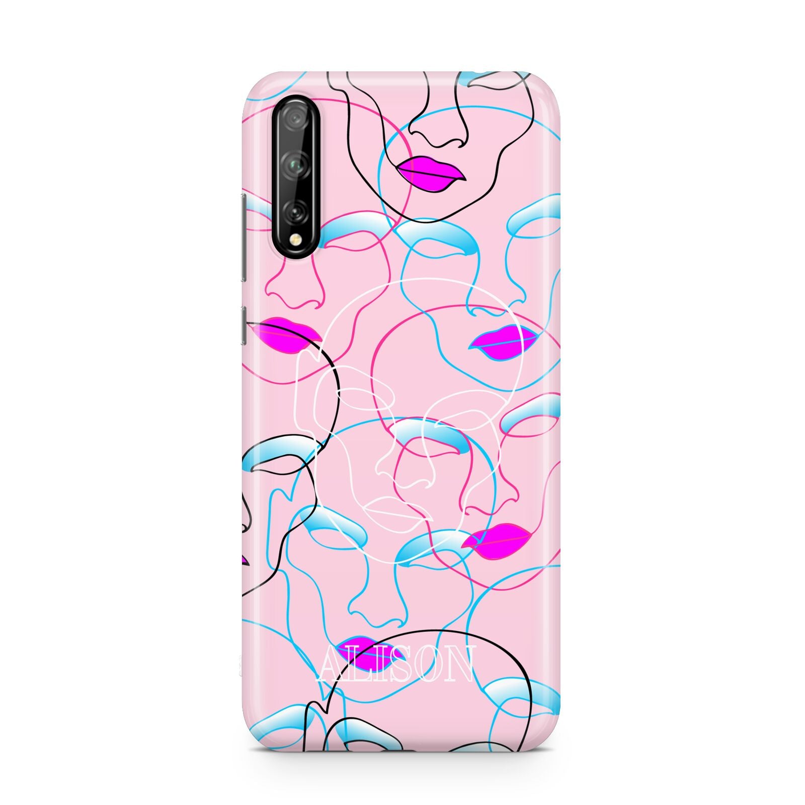 Personalised Pink Line Art Huawei Enjoy 10s Phone Case